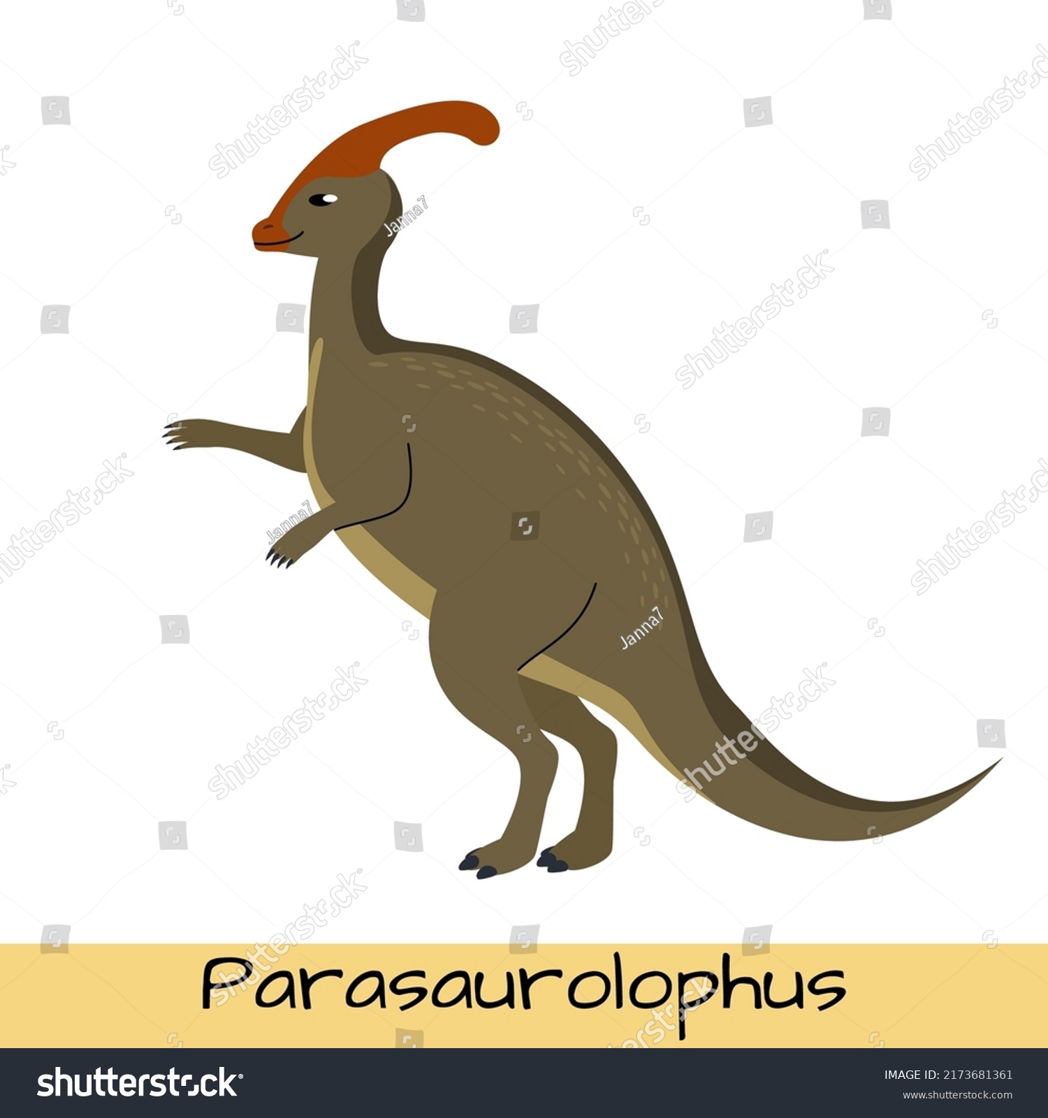 Parasaurolophus Dinosaur Vector Illustration Isolated On Stock Vector ...