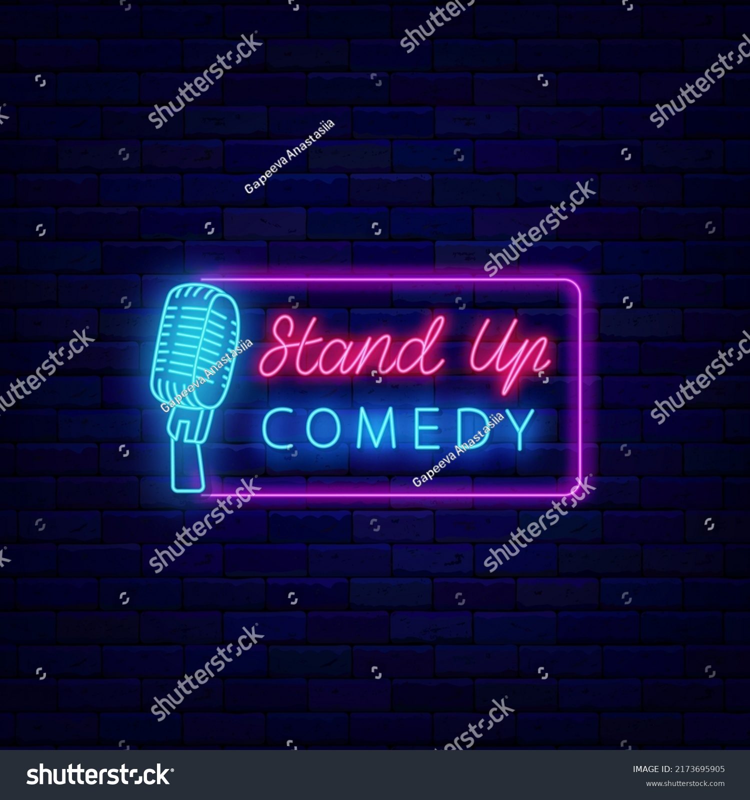 Stand Comedy Neon Signboard Comedian Performance Stock Vector (Royalty ...