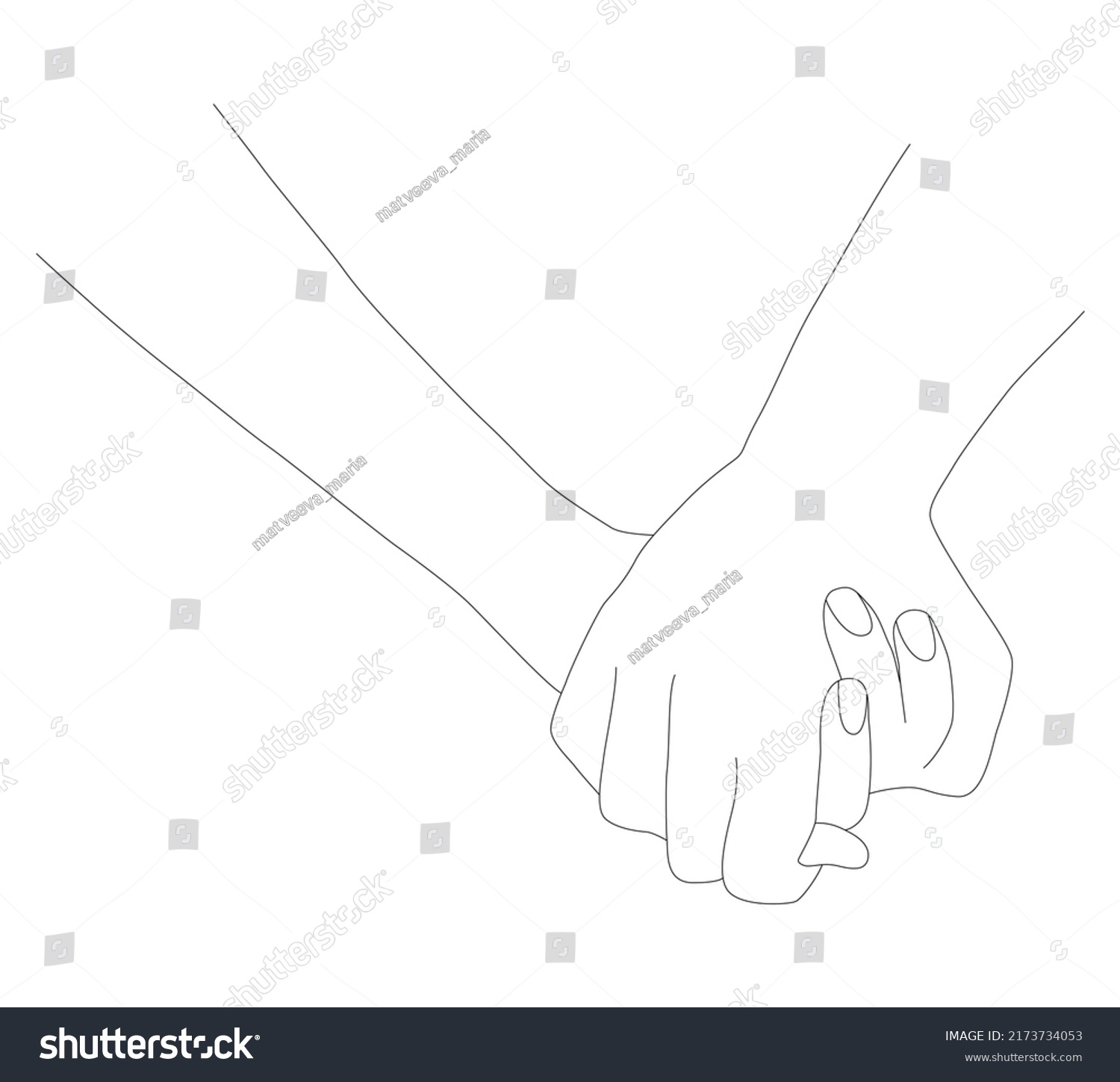 Holding Hands Palms One Line Hands Stock Vector (Royalty Free ...