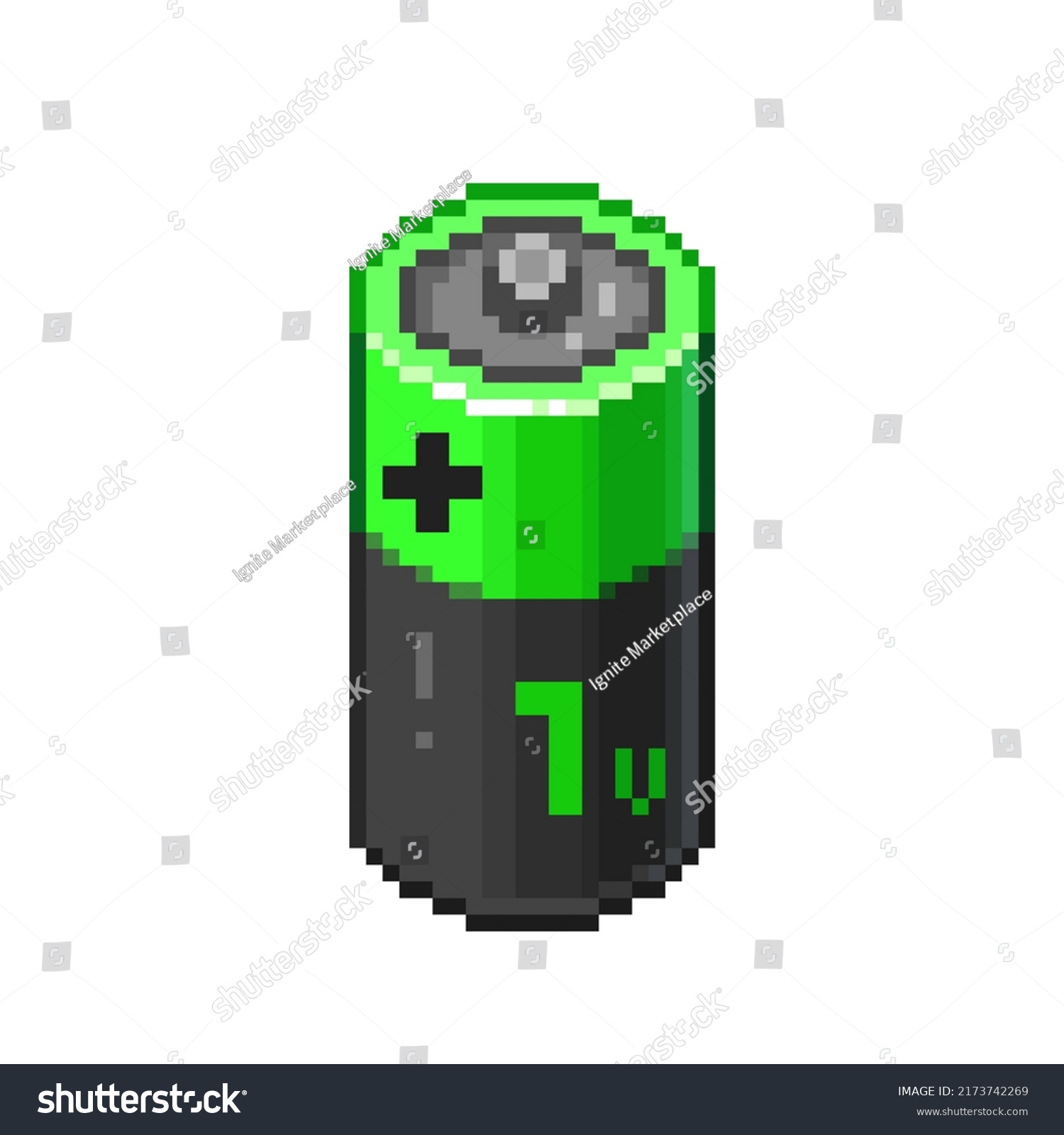 8bit Illustration Low Voltage Green Battery Stock Illustration ...