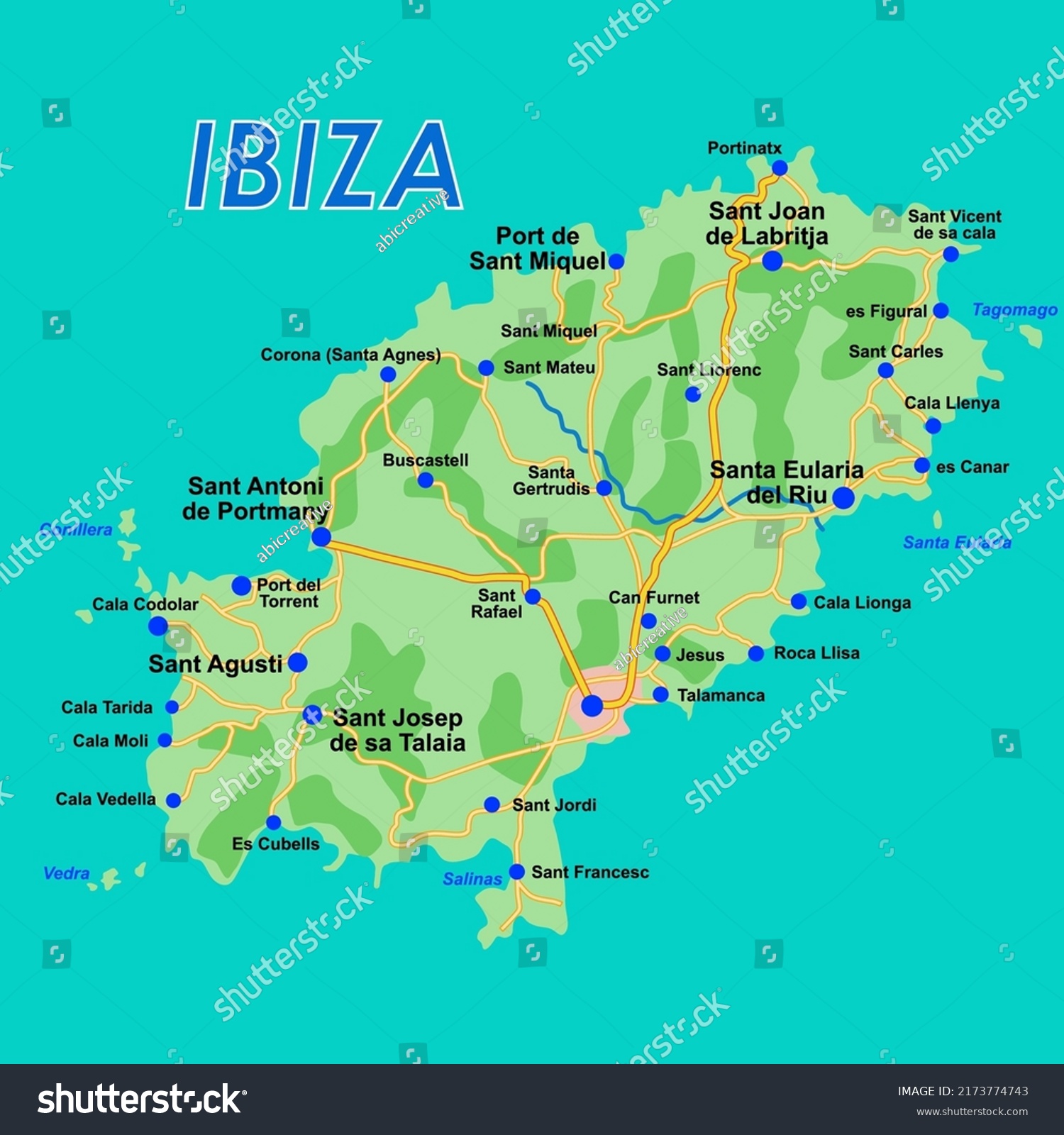 Ibiza Maps Simple Map Geographi C Stock Vector (Royalty Free ...