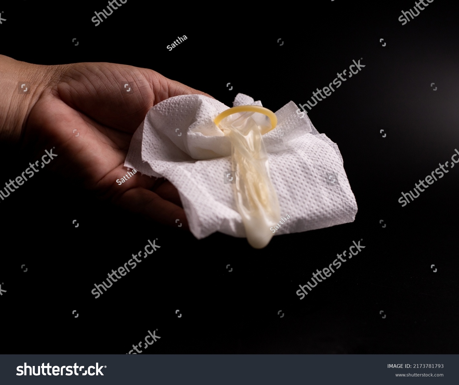 Hand Holding Used Condom Sperm Condom Stock Photo Shutterstock