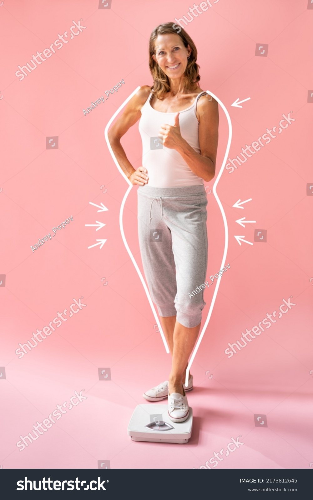 Woman Weight Loss Slim Concept Lose Stock Photo 2173812645 | Shutterstock