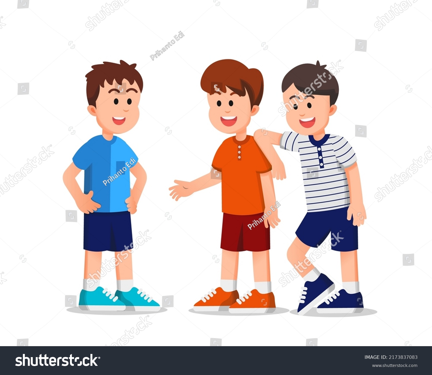 Cute Happy Kids Chatting Casually Stock Vector (Royalty Free ...