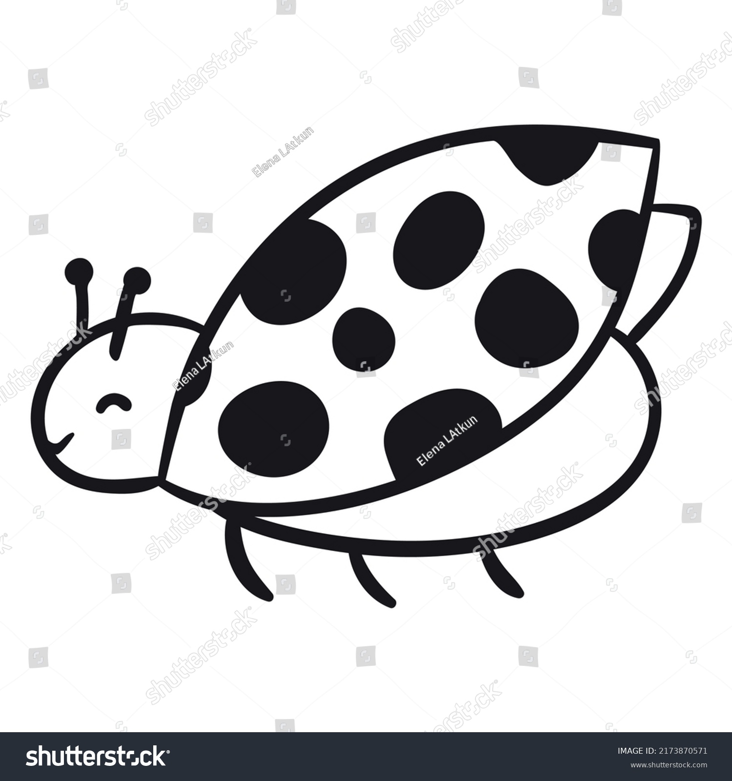 Cute Ladybug Flying Outline High Quality Stock Vector (Royalty Free ...