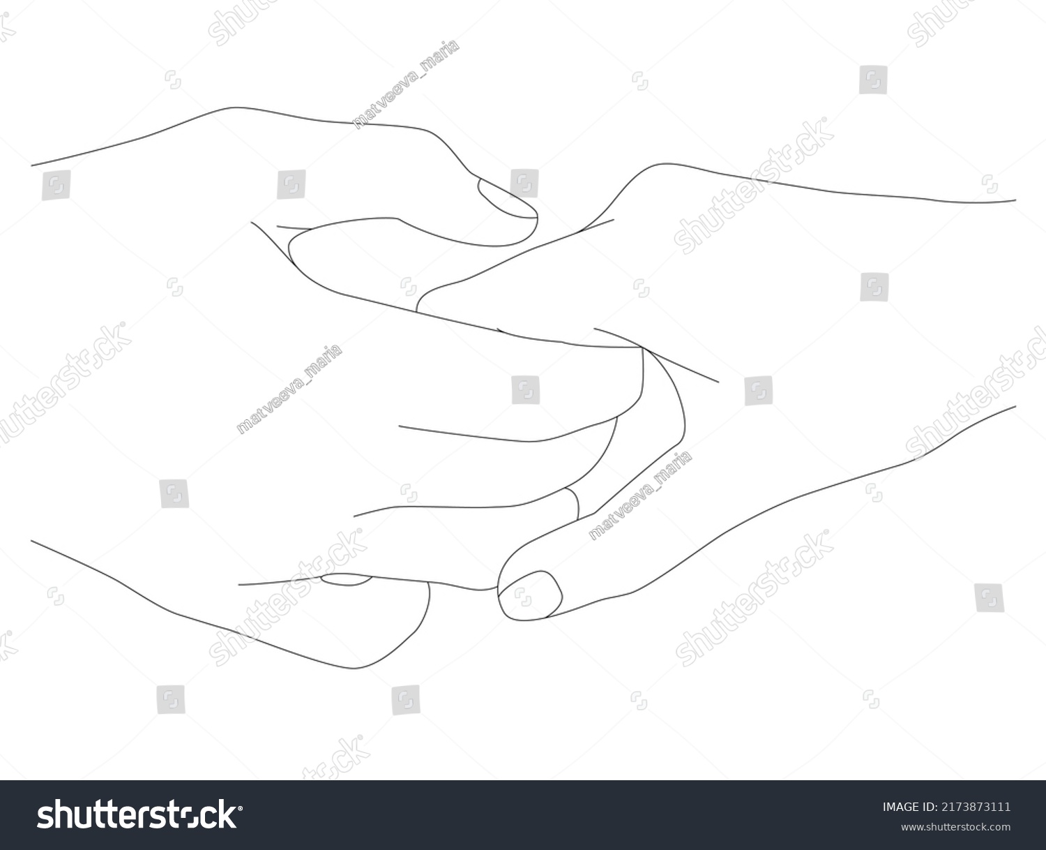 Holding Hands Palms One Line Hands Stock Vector (Royalty Free ...