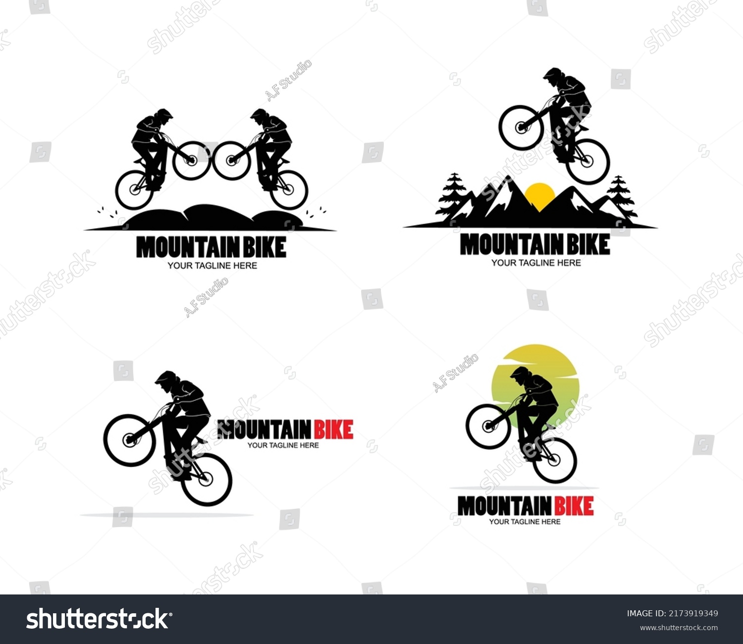 Mountain Bike Logo Silhouette Collection Set Stock Vector (Royalty Free ...