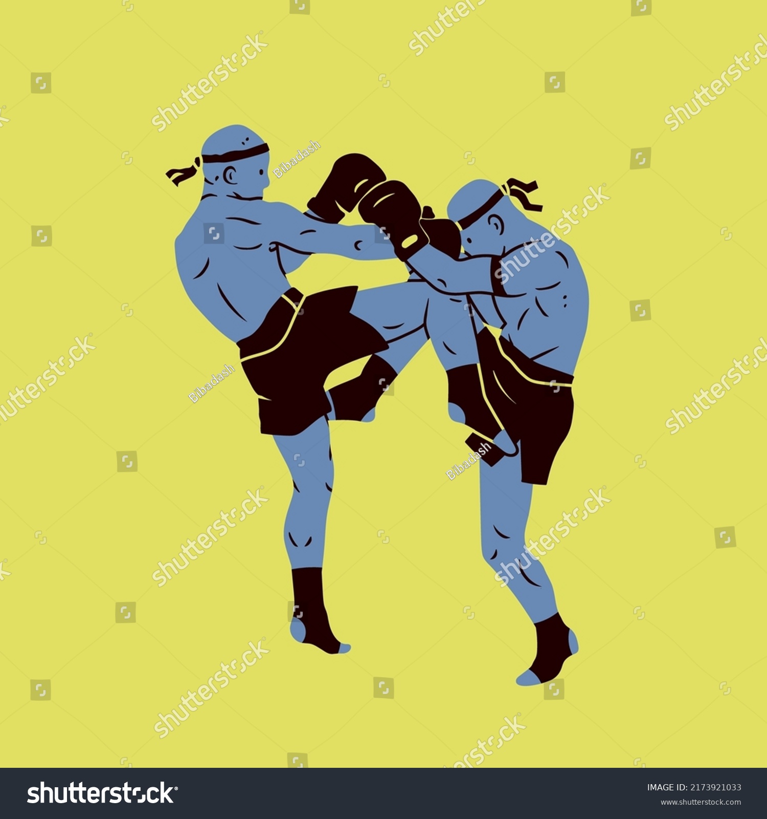 Muay Thai Fighter Delivering Knee Hit Stock Vector (Royalty Free ...