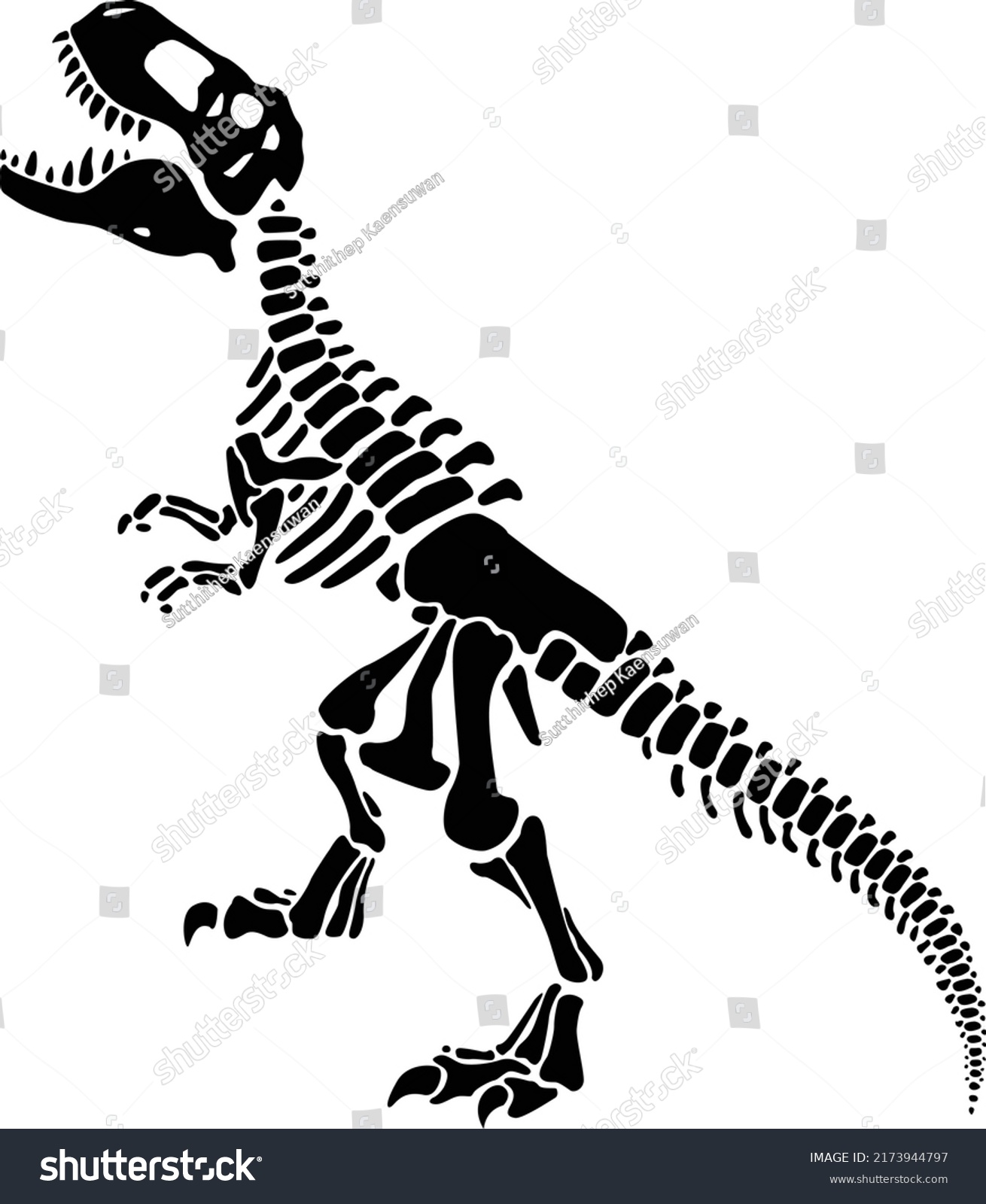 T Rex Dinosaur Skeleton Negative Space Stock Vector (Royalty Free ...