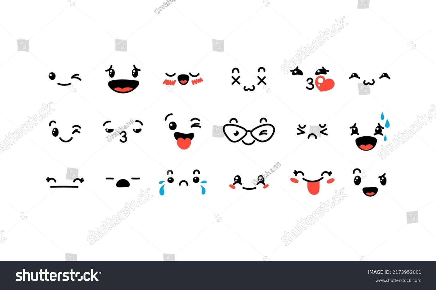 Various Cartoon Emoticons Set Doodle Faces Stock Vector (Royalty Free ...