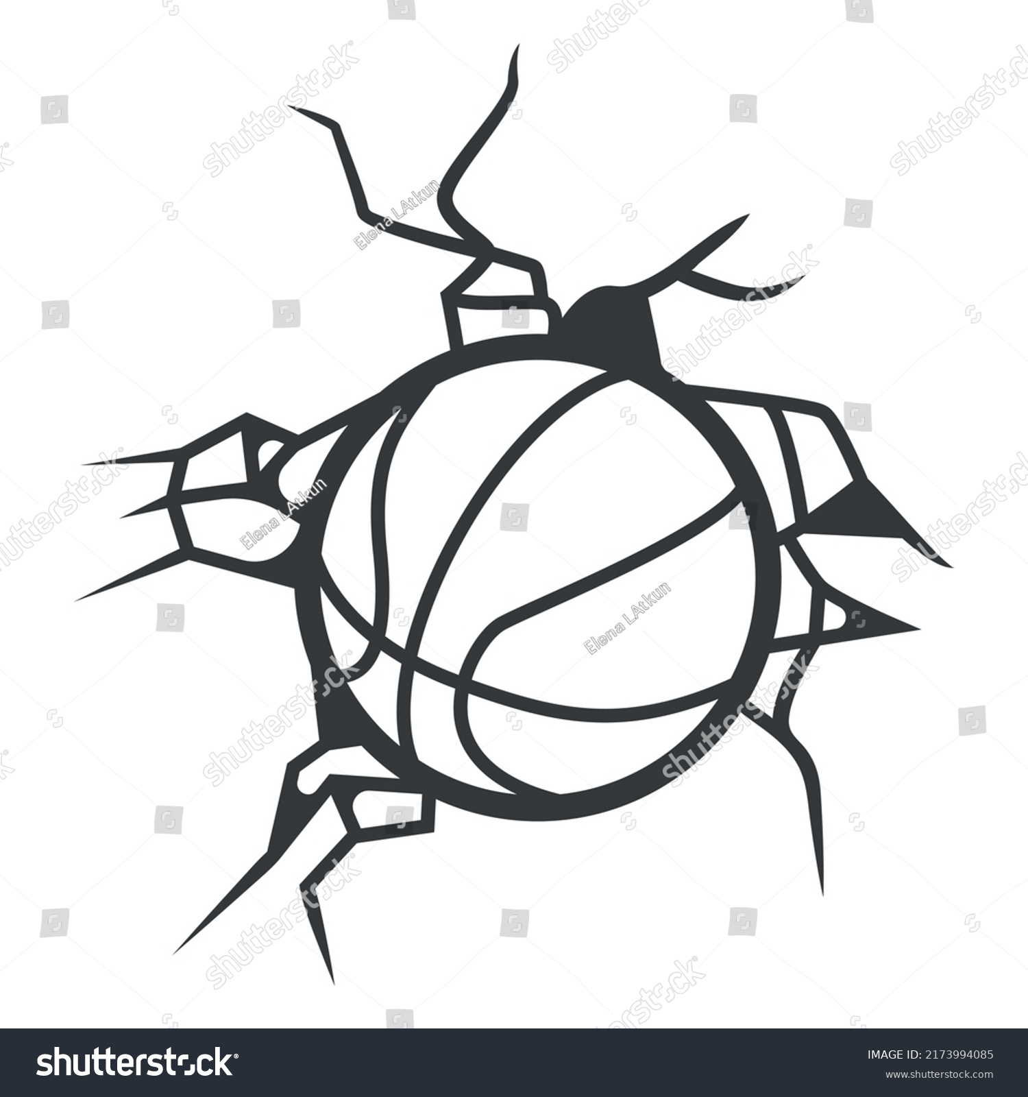 Basketball Wall Crush Cut Out High Stock Vector (Royalty Free ...