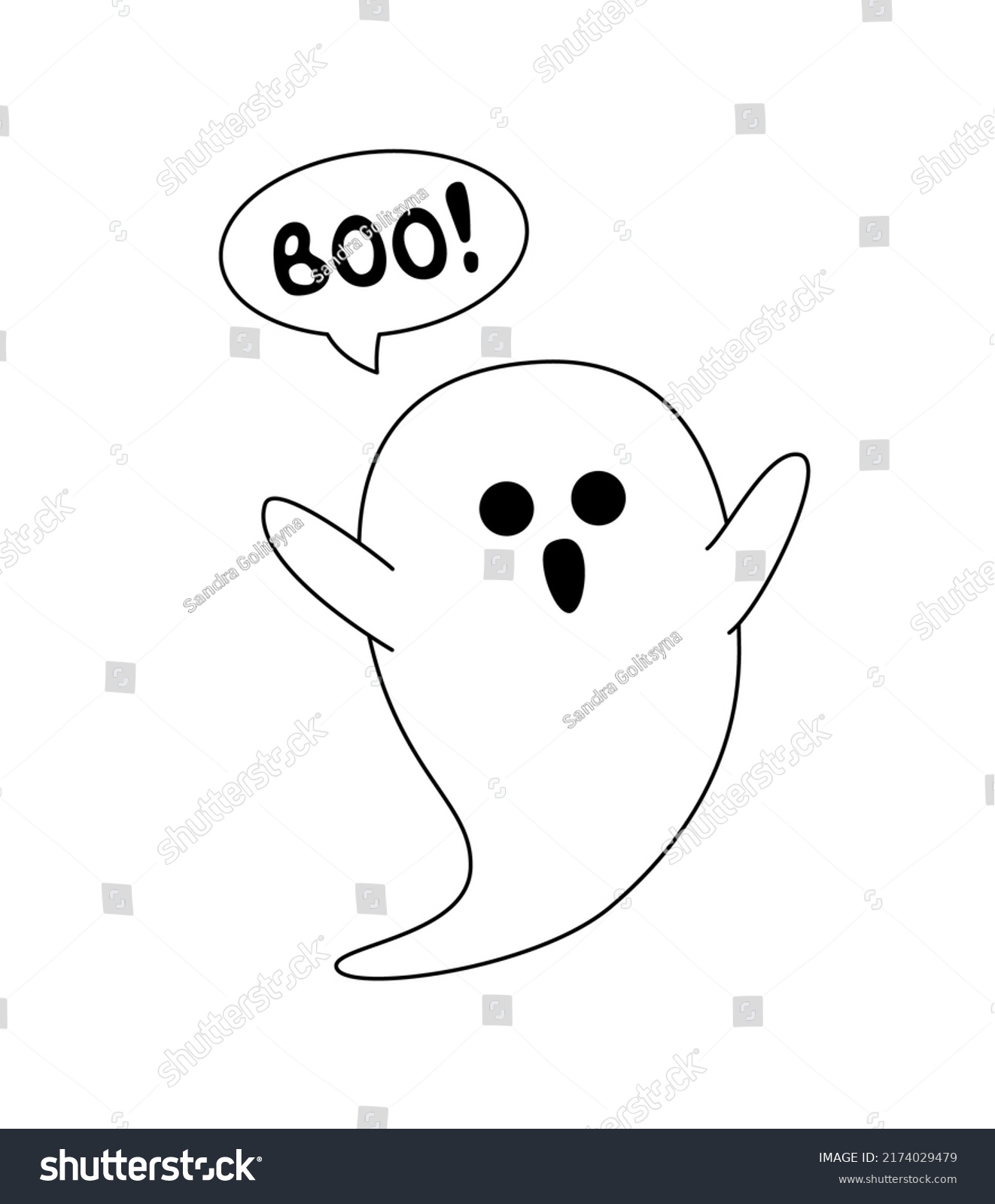 Ghost Coloring Page Color Me Boo Stock Vector (Royalty Free) 2174029479 ...