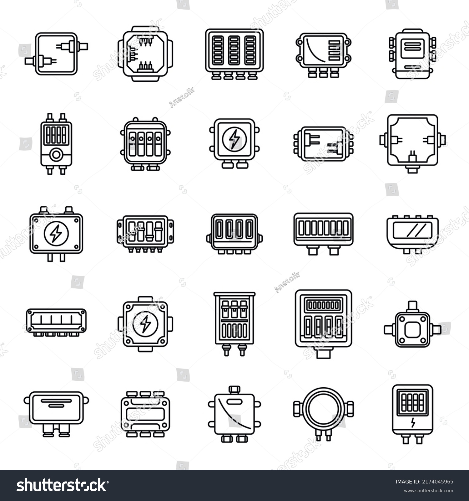 Junction Box Icons Set Outline Vector Stock Vector (Royalty Free ...