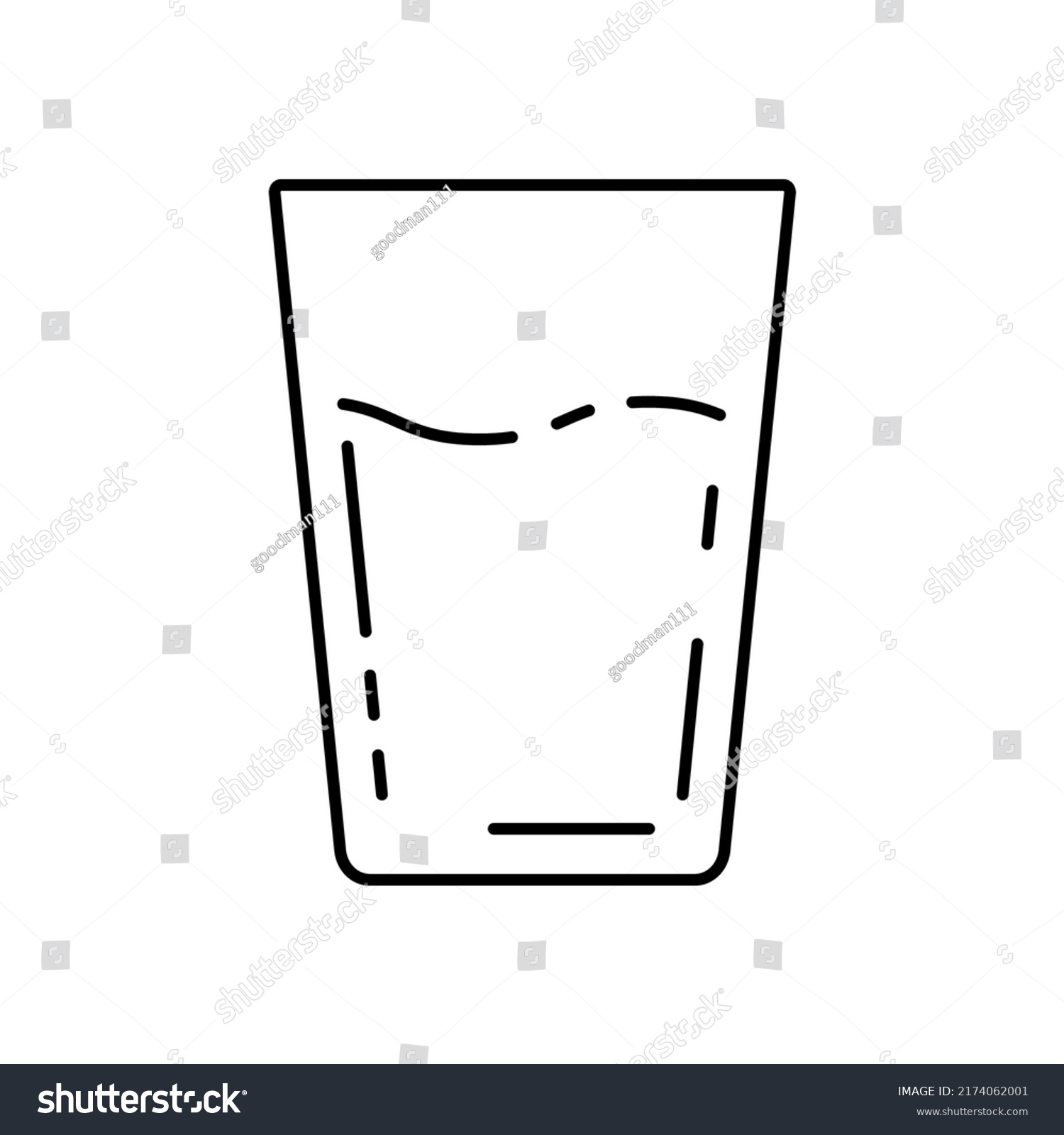 Glass Water Vector Icon Illustration Outline Stock Vector (Royalty Free ...