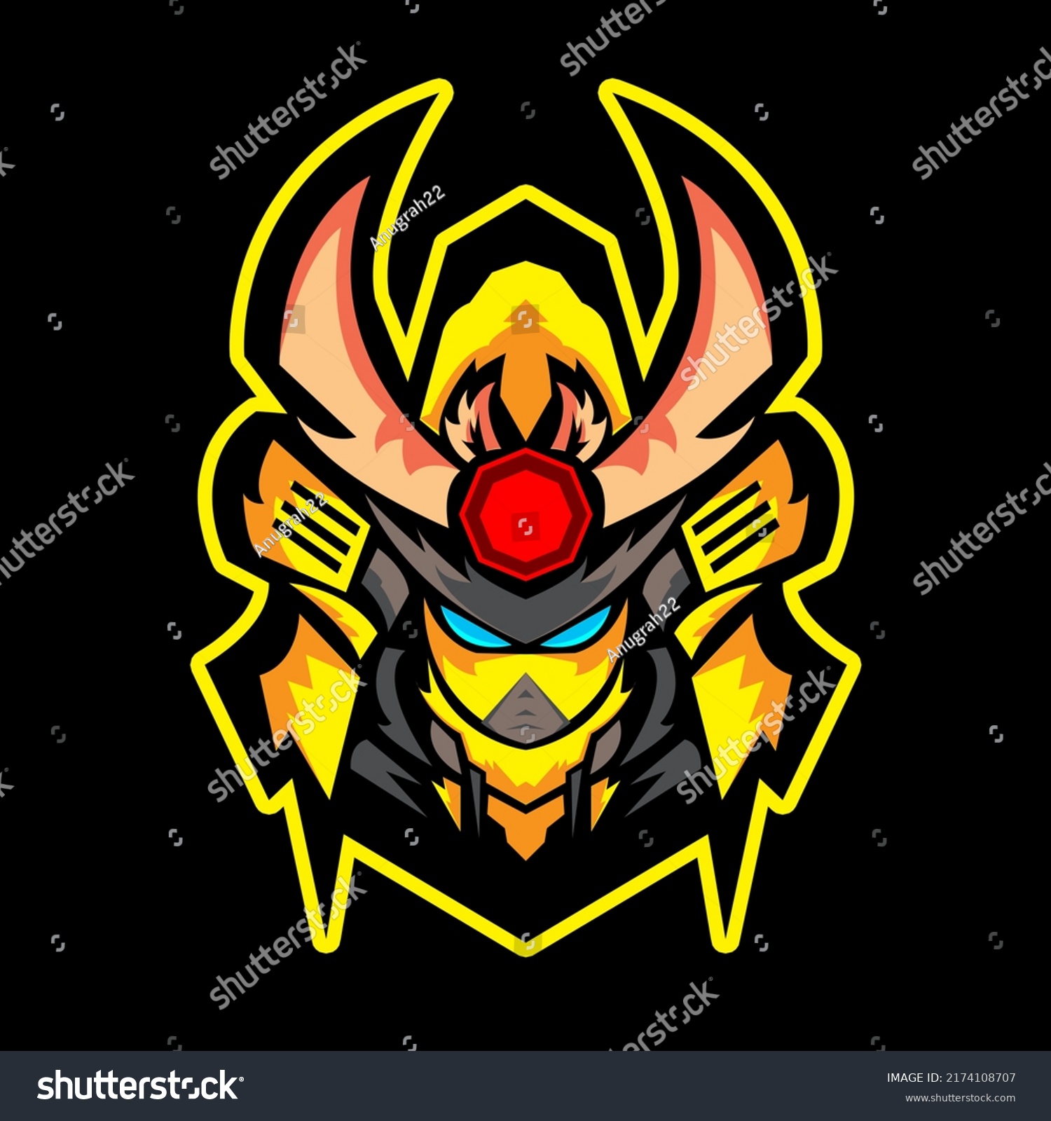 Samurai Yellow Mascot Animation Stock Illustration 2174108707 ...