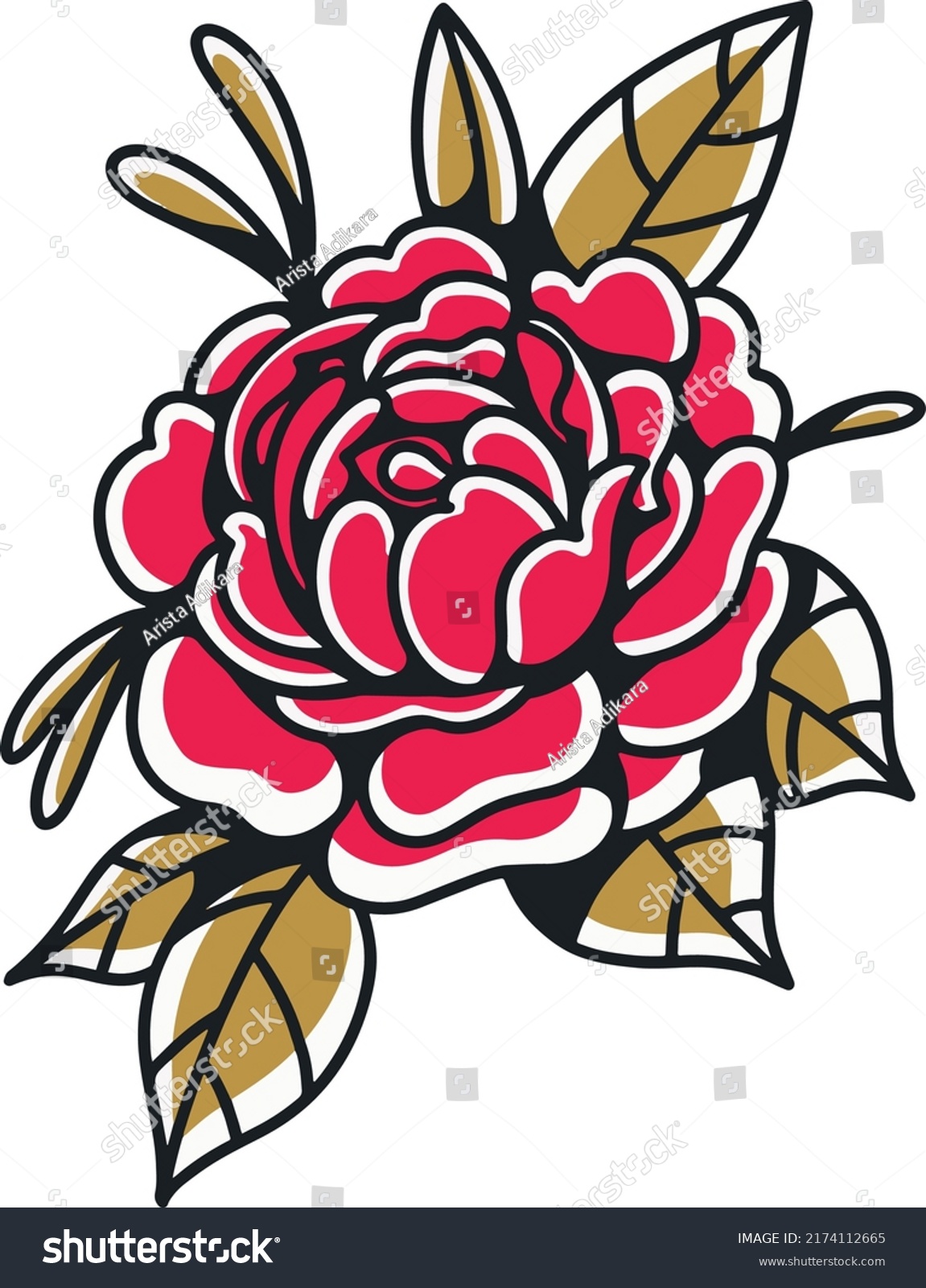 Rose Flower Tattoo Design Vector Stock Vector (Royalty Free) 2174112665 ...