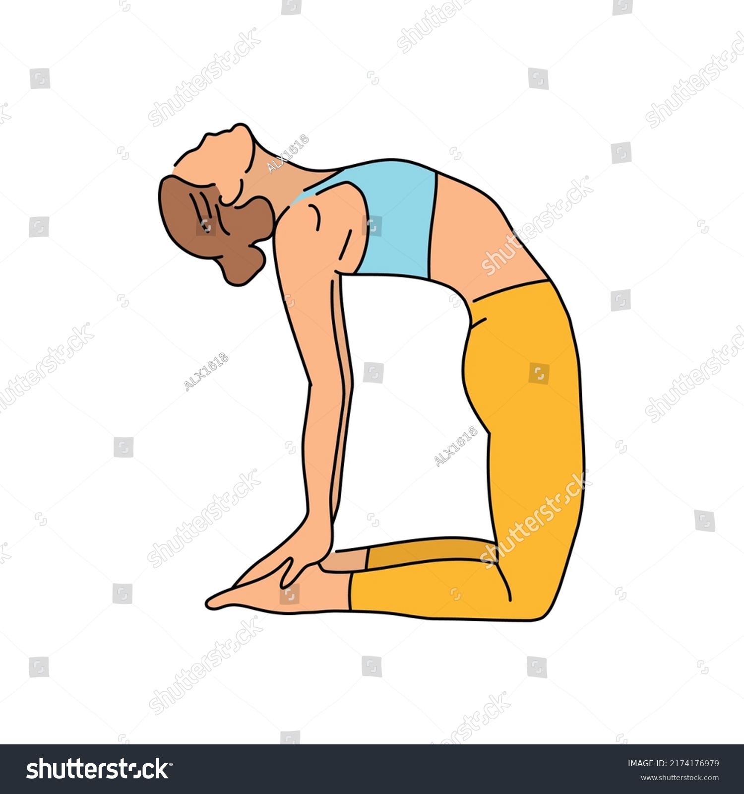 Ustrasana Camel Pose Color Line Illustration Stock Vector (Royalty Free ...