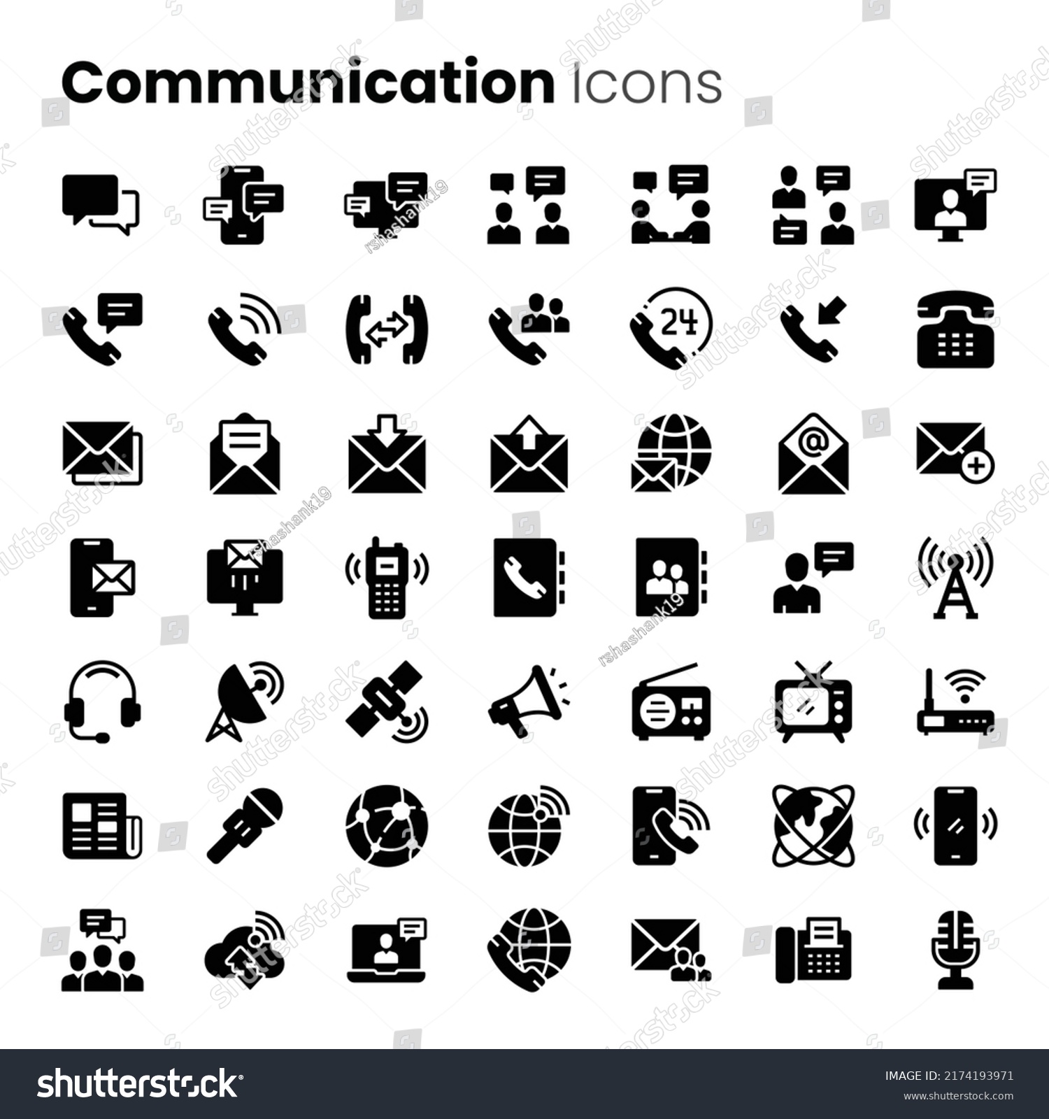 Communication Types Vector Icon Set Stock Vector (Royalty Free ...