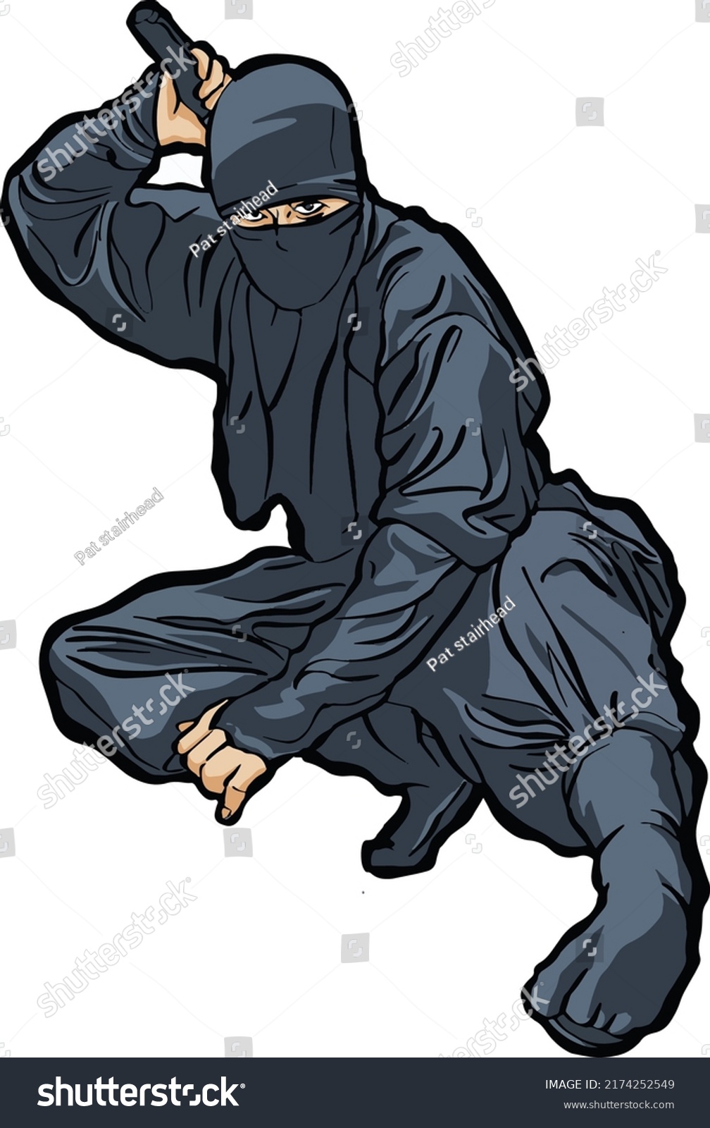 Ninja Sitting Action Pose Blade Stock Vector Royalty Free Shutterstock