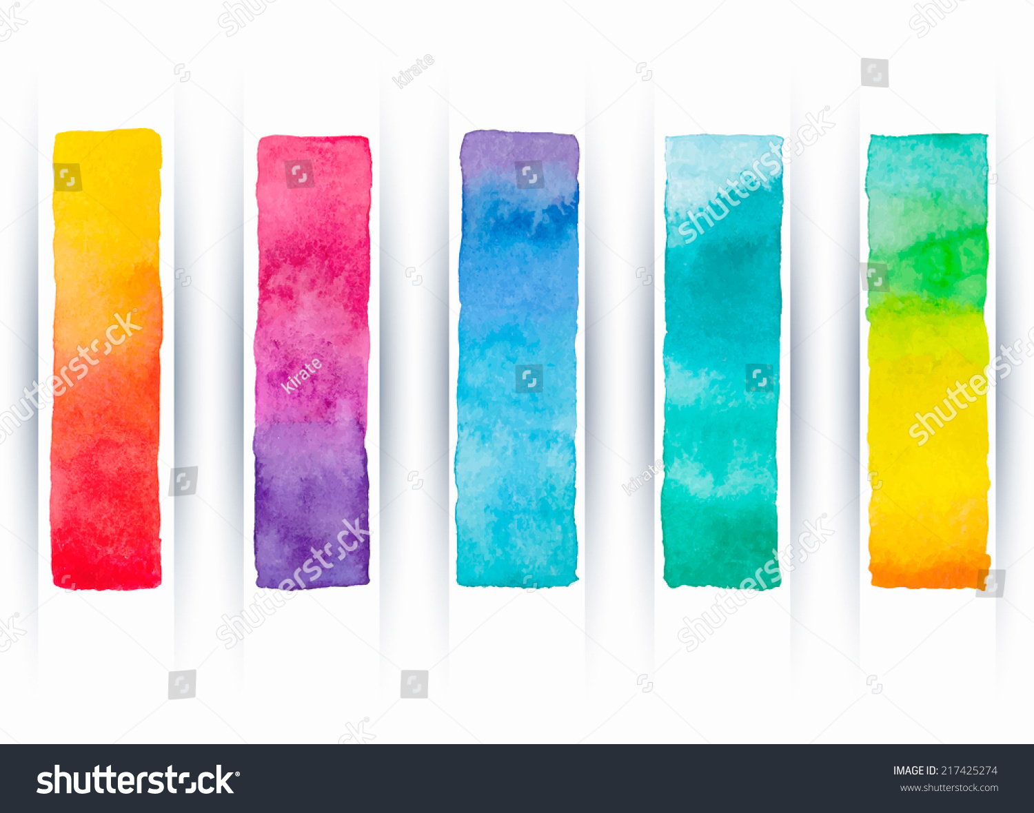 Set Five Colored Watercolor Banners Vector Stock Vector Royalty Free 217425274 Shutterstock 