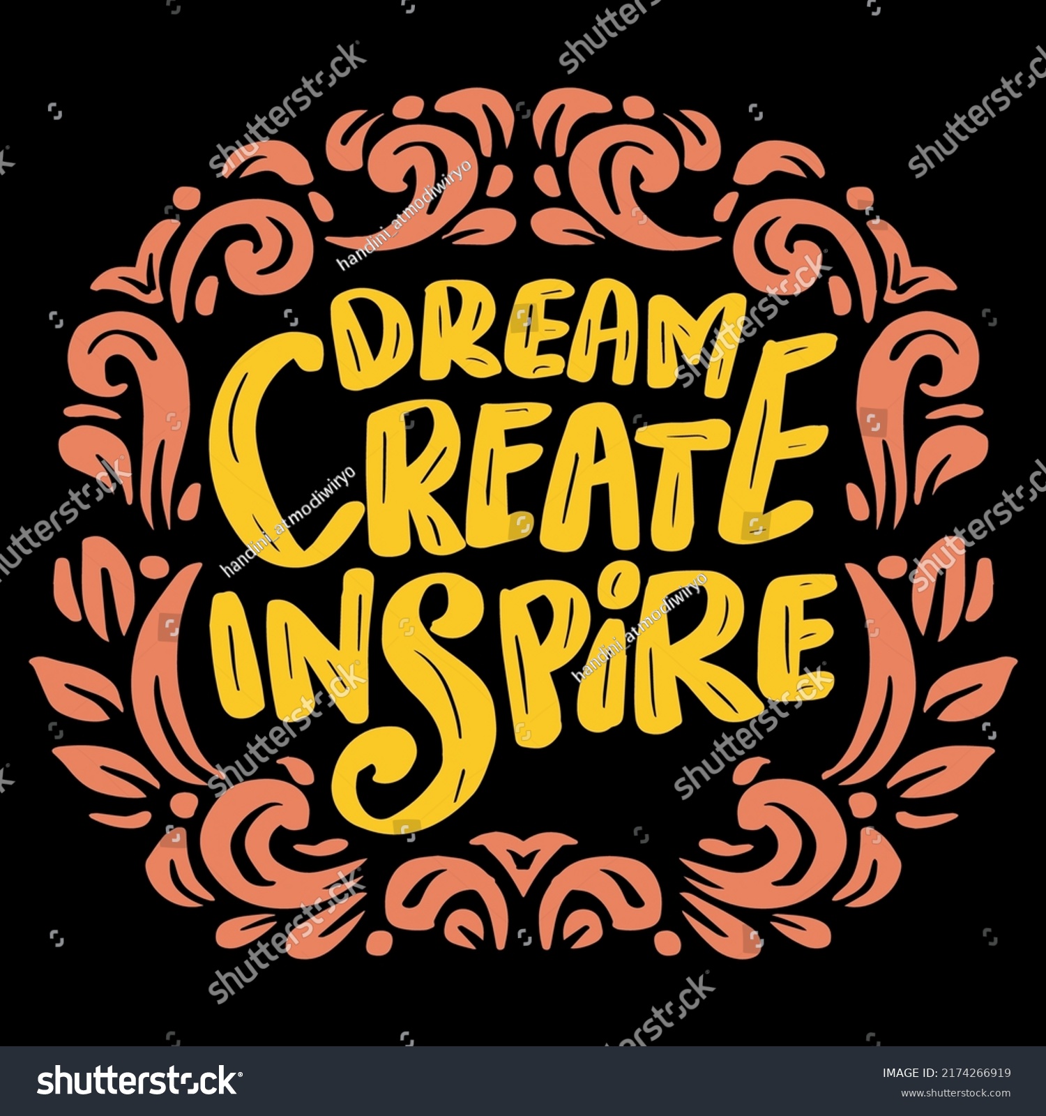 Dream Create Inspire Hand Lettering Poster Stock Vector (Royalty Free ...