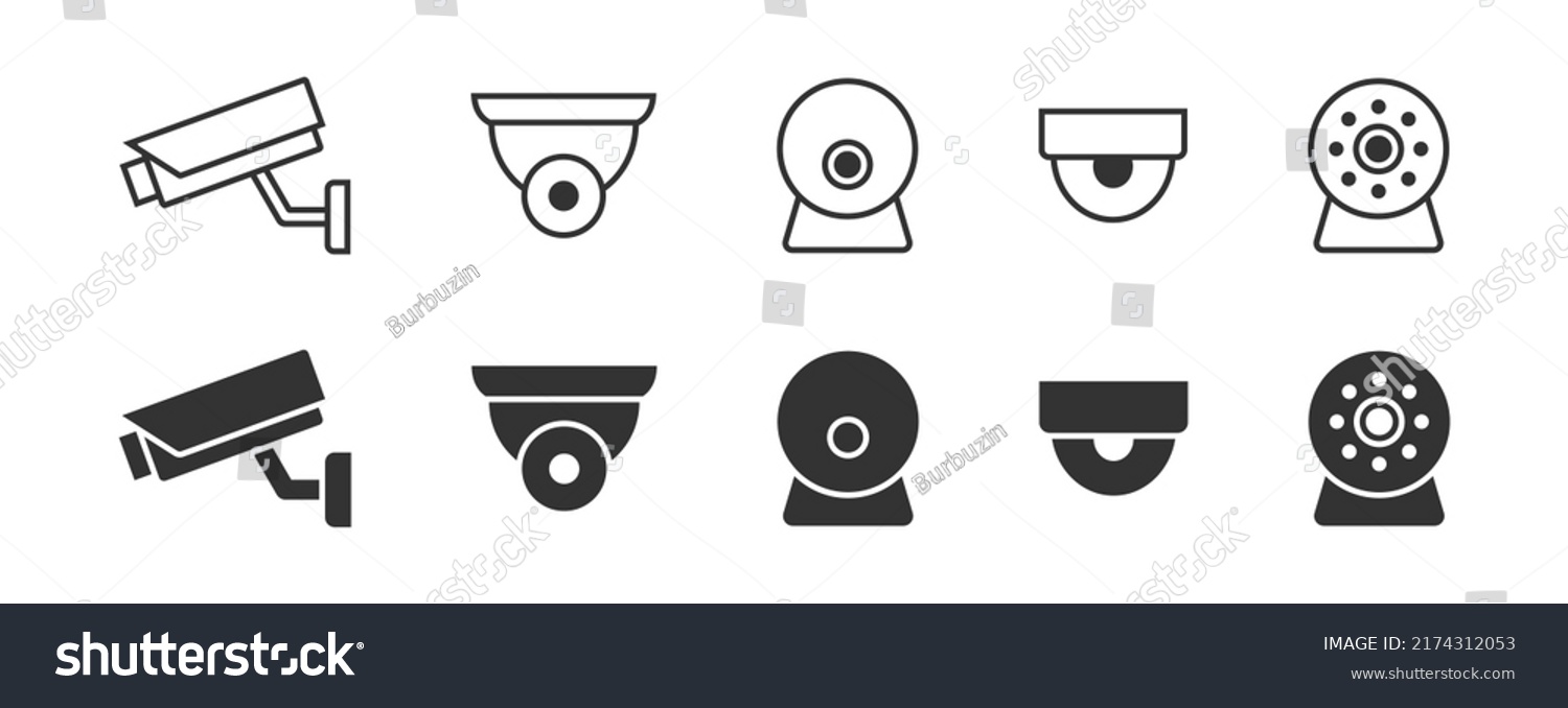 Set Cctv Icons Home Security Cameras Stock Vector (Royalty Free ...