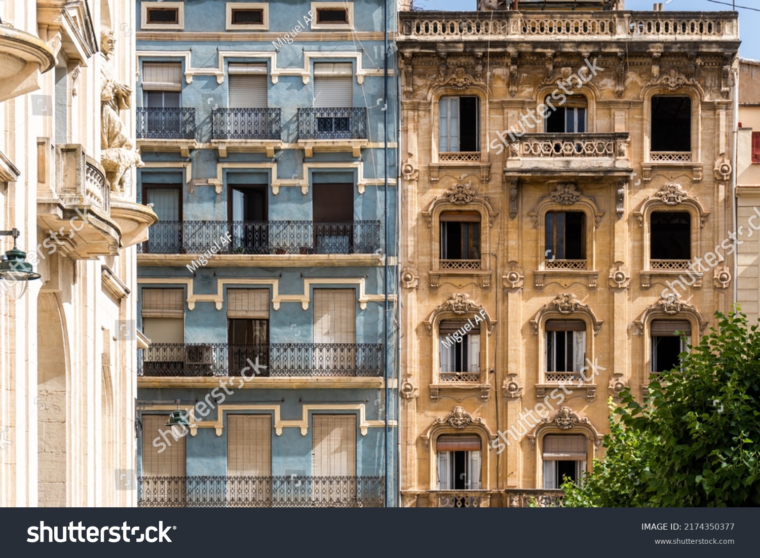 Aged Facade 19th Century Building Balconies Stock Photo 2174350377 ...