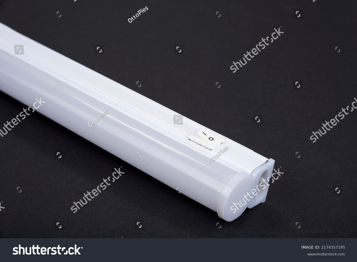 Ecological Led Tube Light Kitchen Cabinet Stock Photo 2174357195   Stock Photo Ecological Led Tube Light For Kitchen Cabinet On A Black 2174357195 