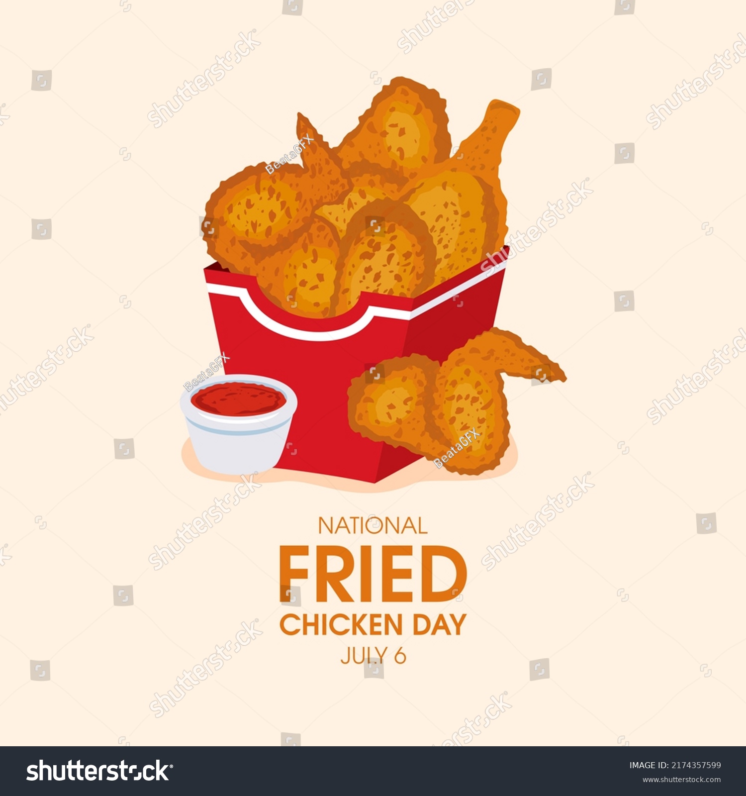 National Fried Chicken Day Illustration Bucket Stock Illustration