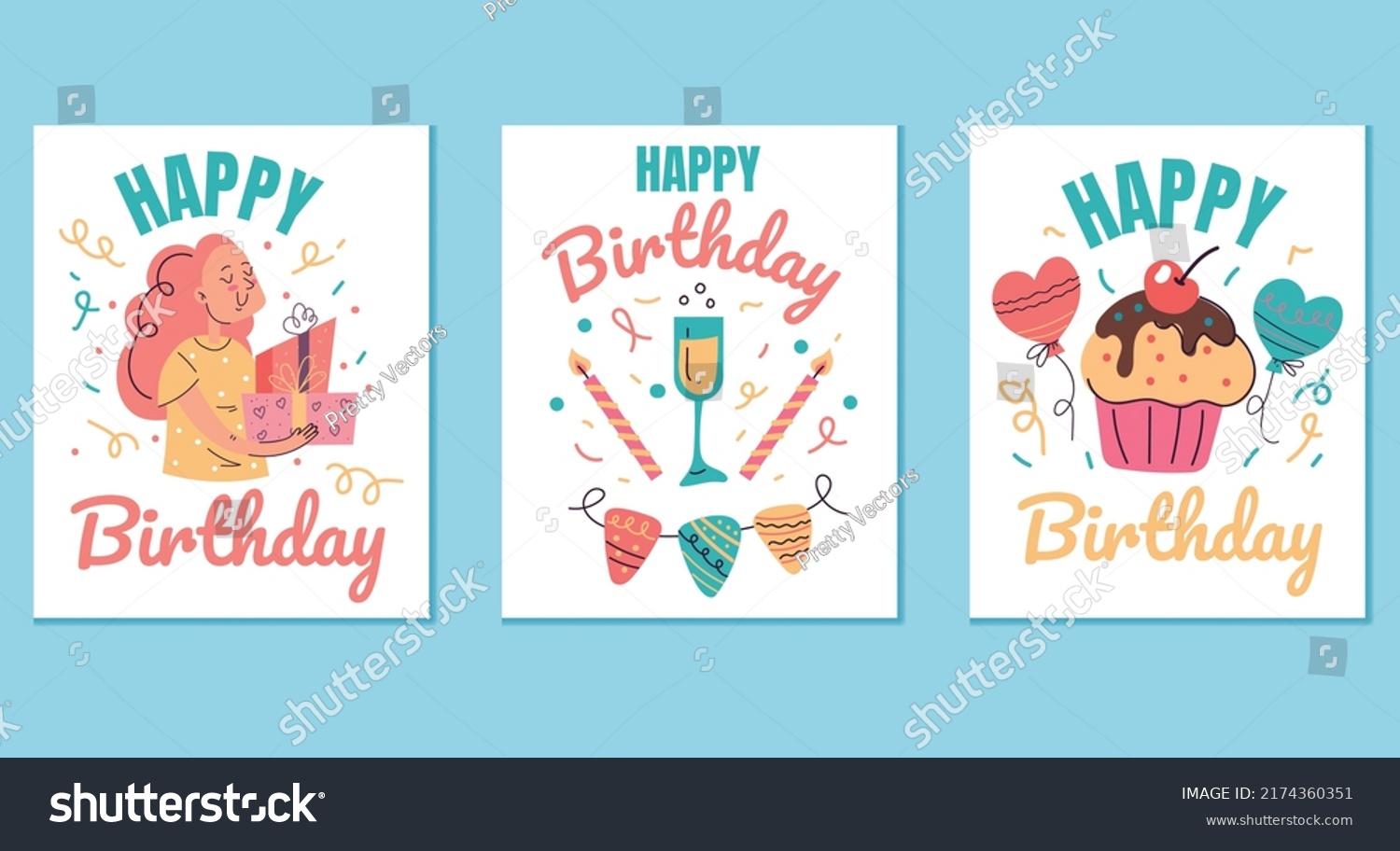 Happy Birthday Greeting Cards Cover Template Stock Vector (Royalty Free ...