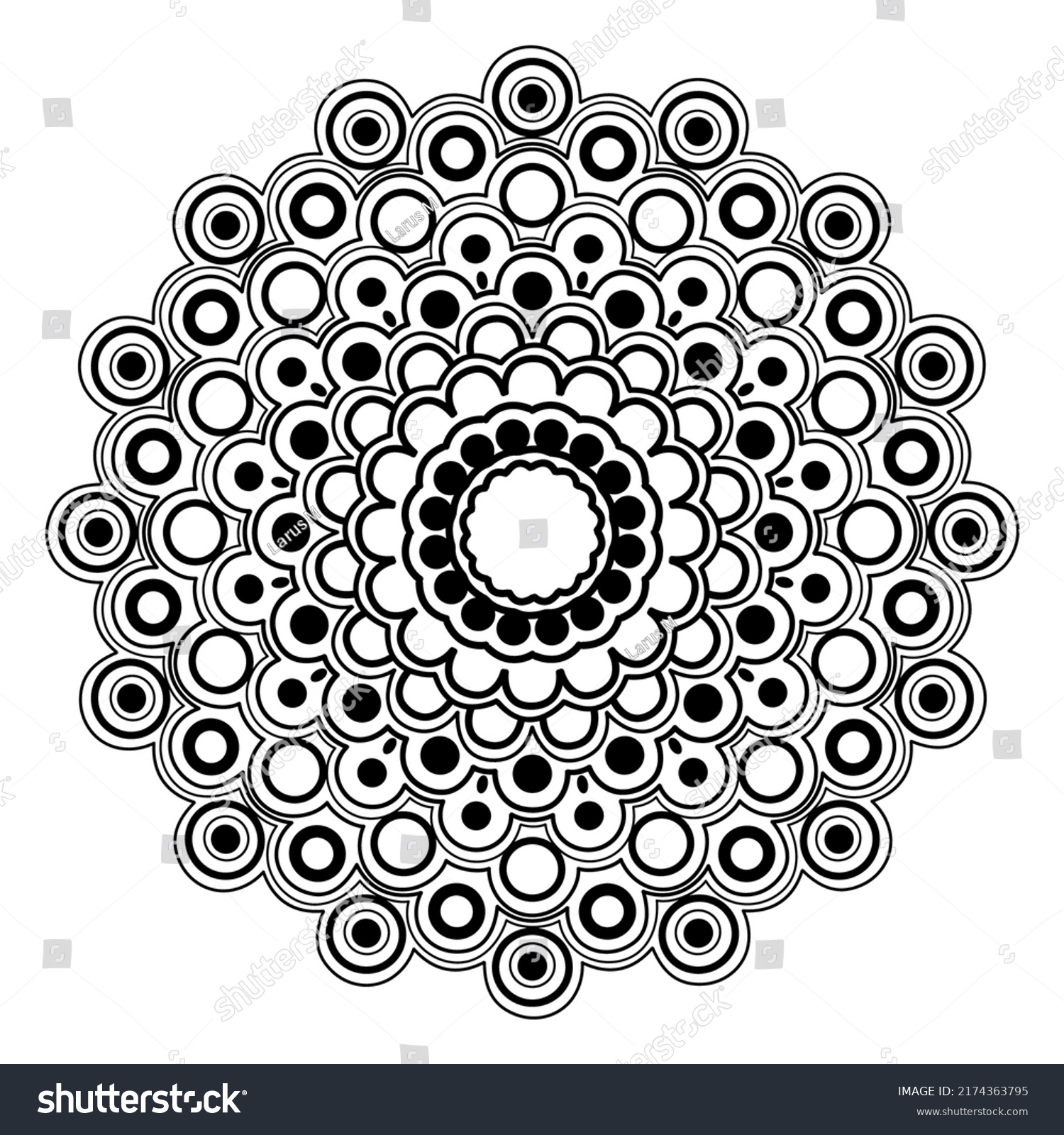 Coloring Page Mandala Circles Hand Drawn Stock Vector (Royalty Free ...