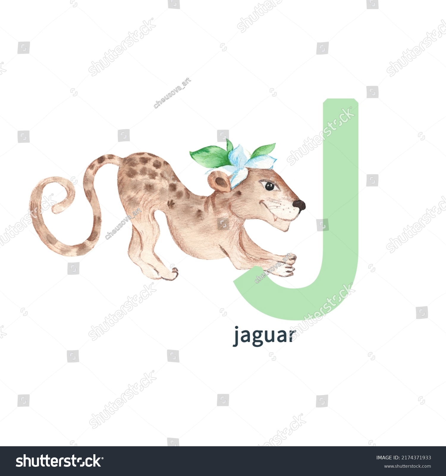 Letter J Jaguar Kids Animals Abc Stock Illustration 2174371933 ...