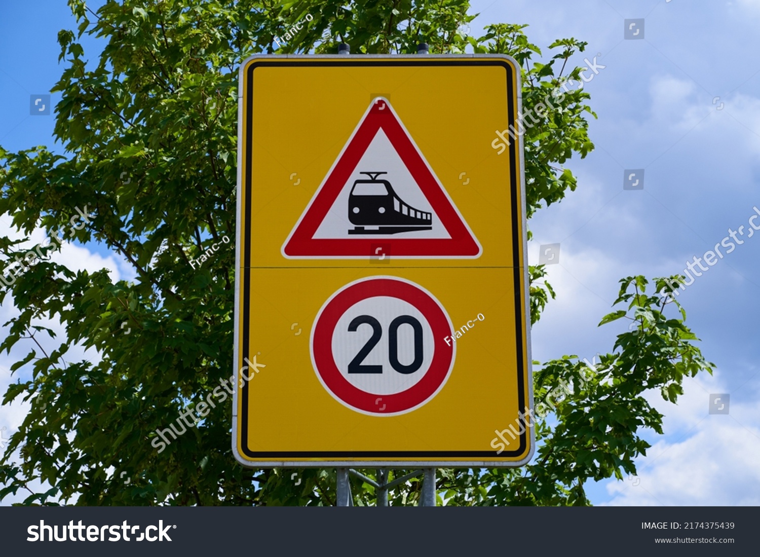 Traffic Sign Means Unrestricted Train Crossing Stock Photo 2174375439 ...