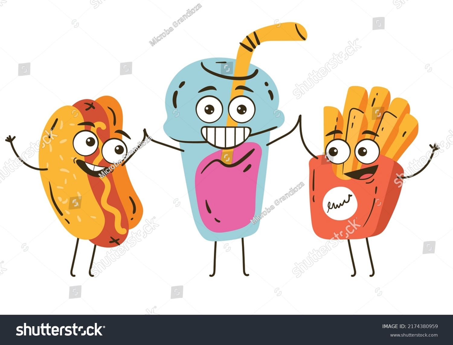 Fast Food Characters Isolated Set Vector Stock Vector (Royalty Free ...