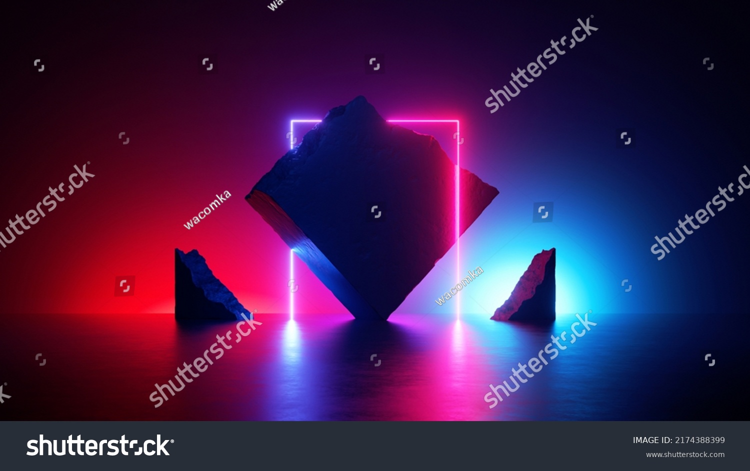 3d Render Abstract Neon Background Stone Stock Illustration 2174388399 ...