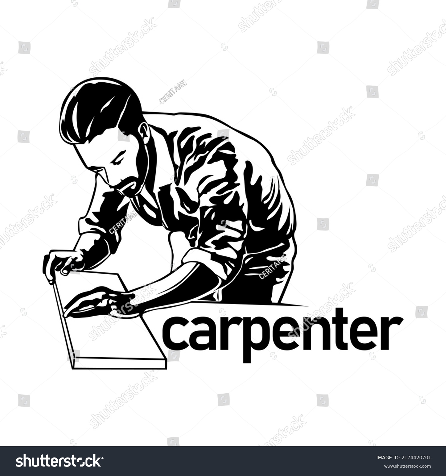 Carpenter Illustration Logo Icon Sketch Design Stock Vector (Royalty ...