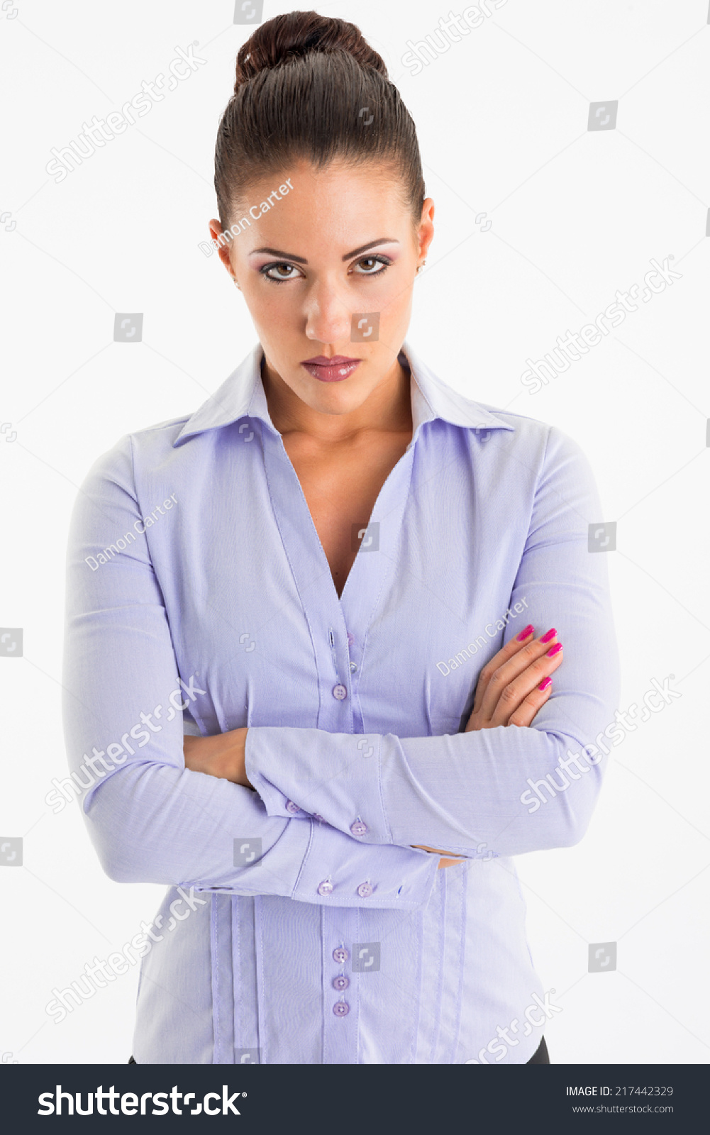 Angry Business Woman Posing On White Stock Photo 217442329 | Shutterstock