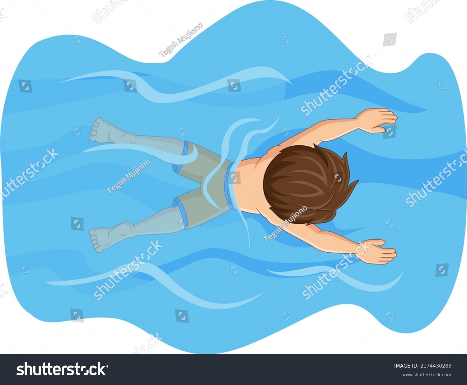 Cartoon Little Boy Swimming Pool Stock Vector (Royalty Free) 2174430283 ...