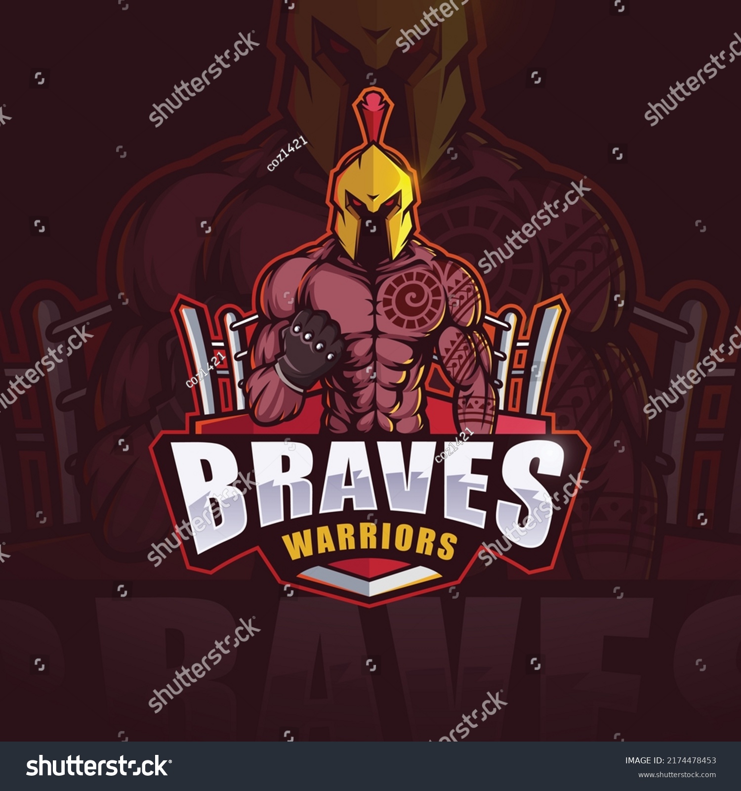 Spartan Gladiator Mascot Sport Logo Design Stock Vector (Royalty Free ...