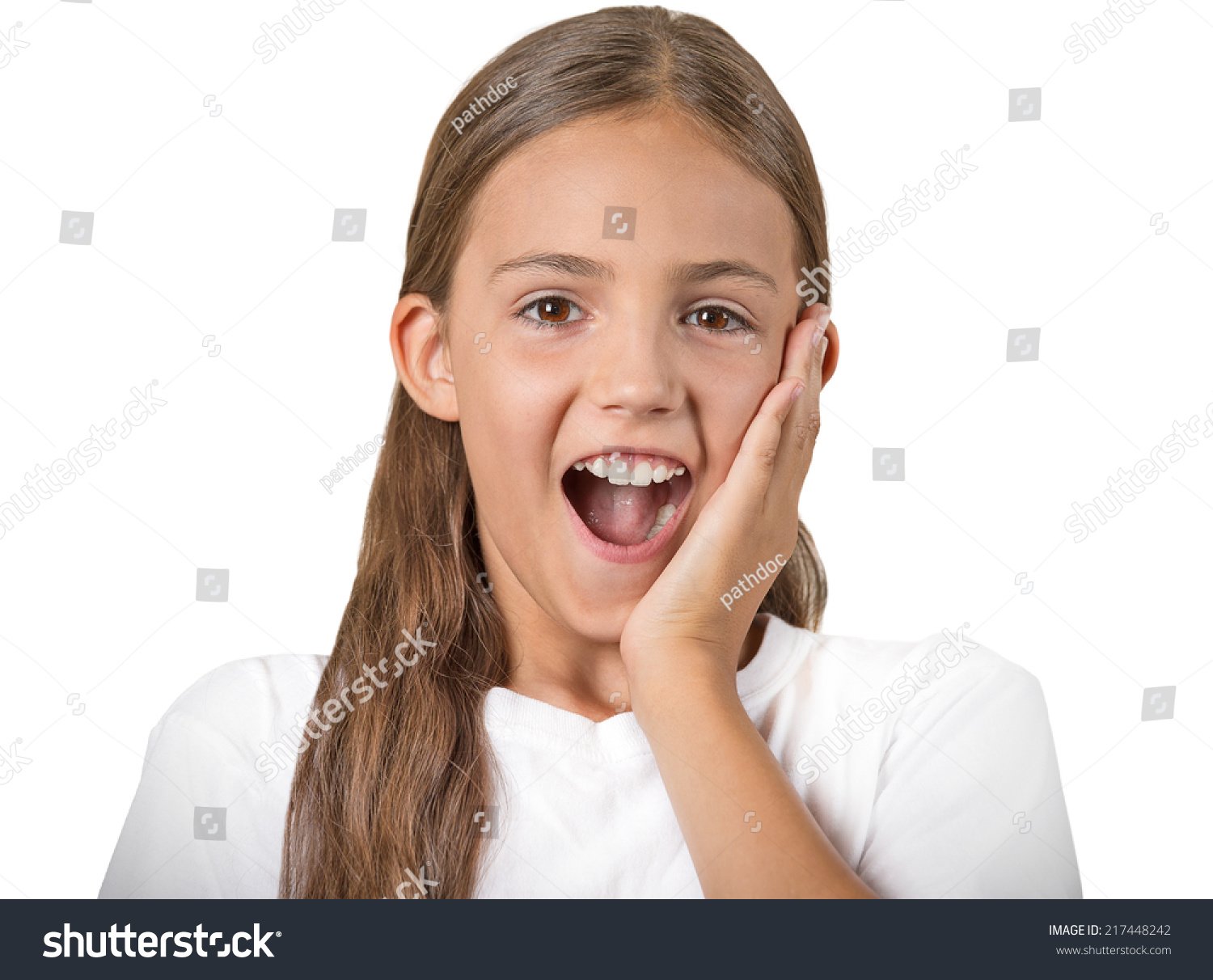 Surprise Closeup Portrait Teenager Girl Shocked Foto Stok Shutterstock