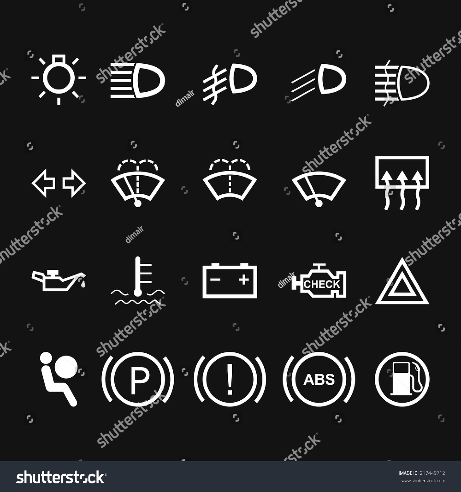 Car Indicator Icons Vector Illustration Stock Vector (Royalty Free ...