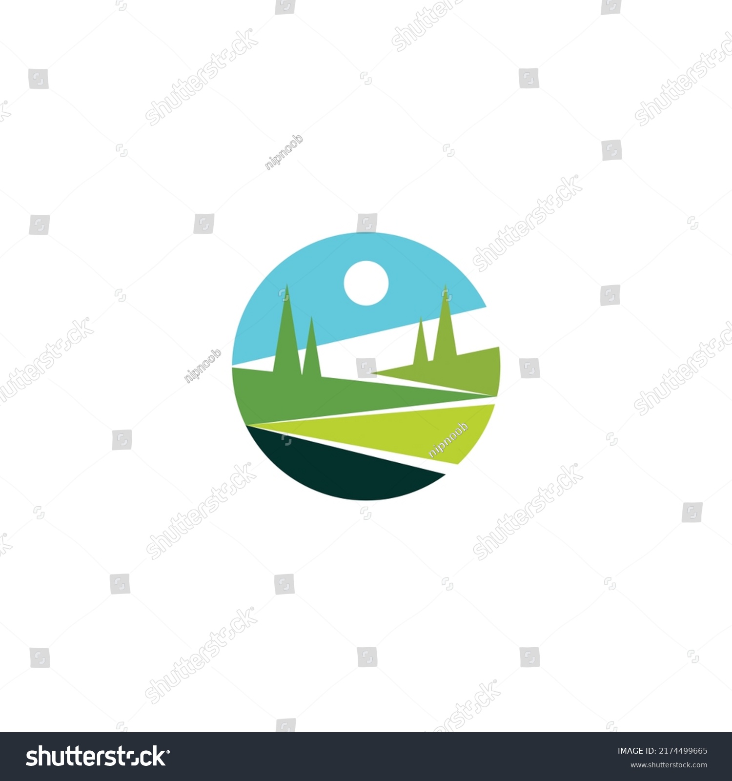 Landscaping Round Logo Design Template Vector Stock Vector (Royalty ...