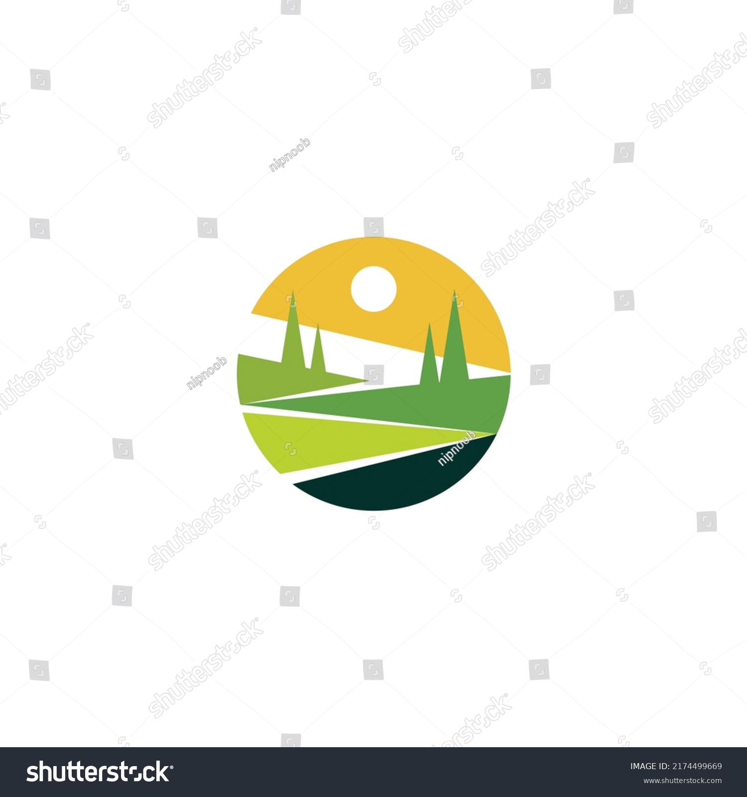 Landscaping Round Logo Design Template Vector Stock Vector (Royalty ...