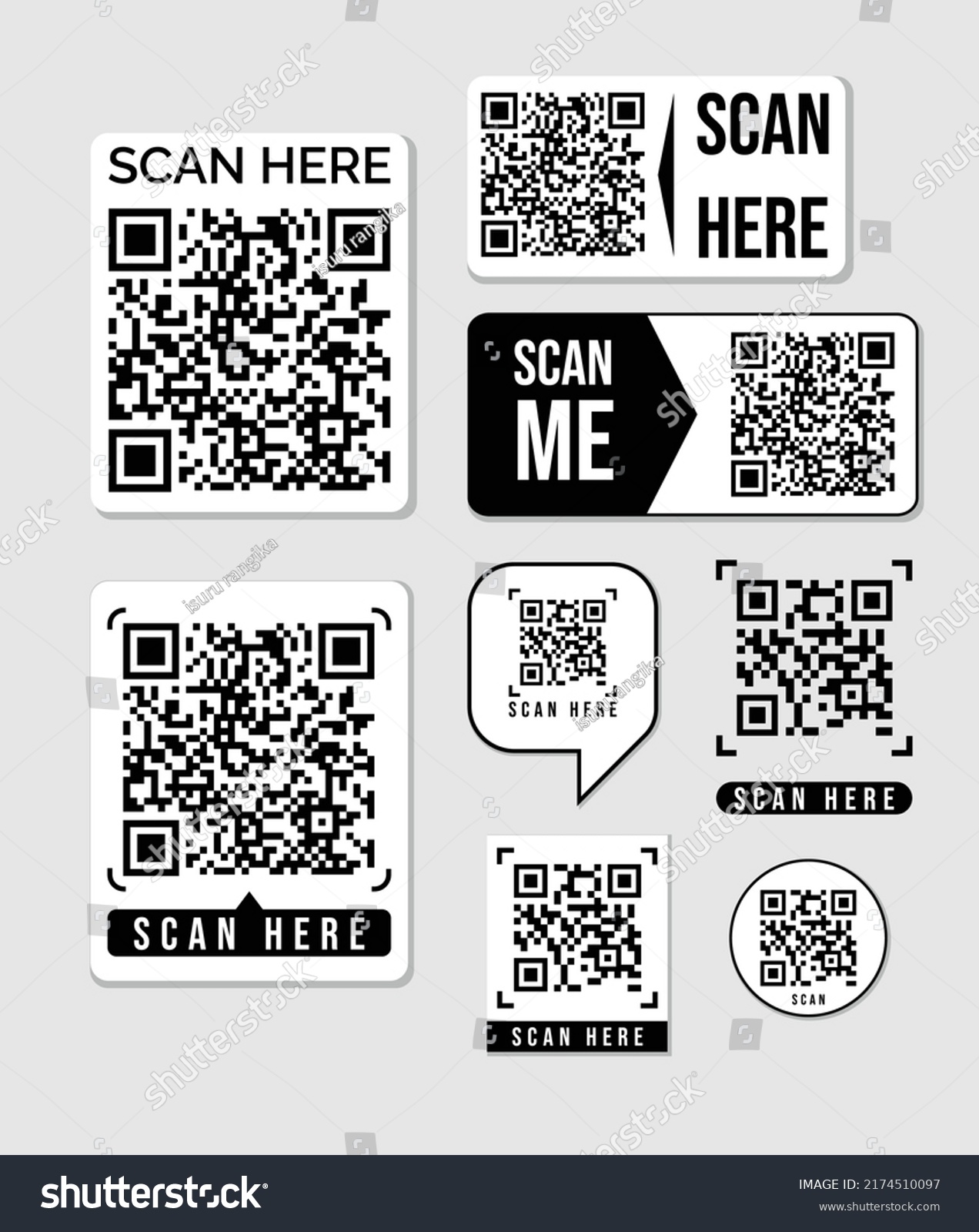 Scan Me Scan Here Qr Code Stock Vector (Royalty Free) 2174510097 ...