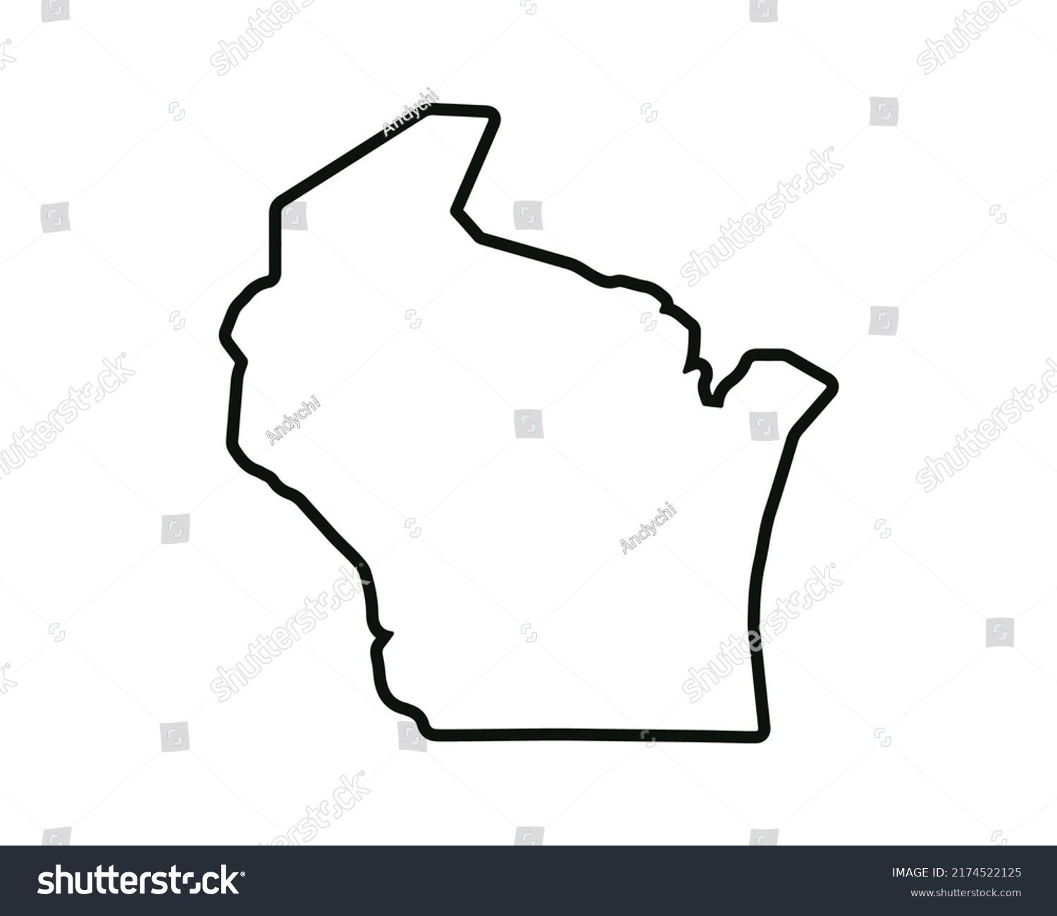 Wisconsin State Map Us State Map Stock Vector Royalty Free 2174522125