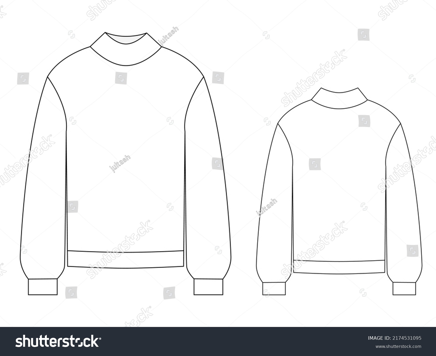 Sweater Vector Illustration Isolated Front Back Stock Vector (Royalty ...