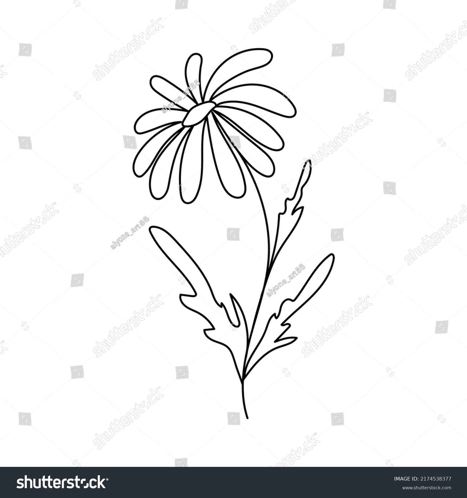 Silhouette Image Chamomile Vector Illustration Flower Stock Vector ...