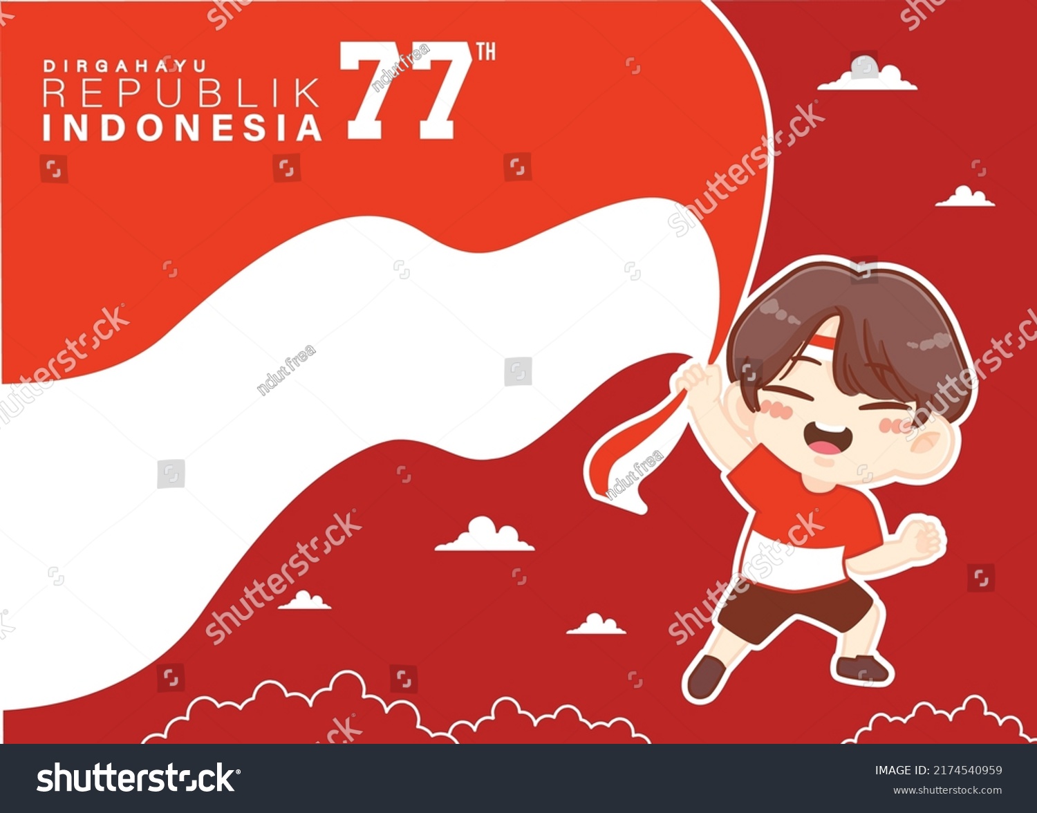 People Celebrate Indonesia 77th Independence Day Stock Vector (Royalty ...