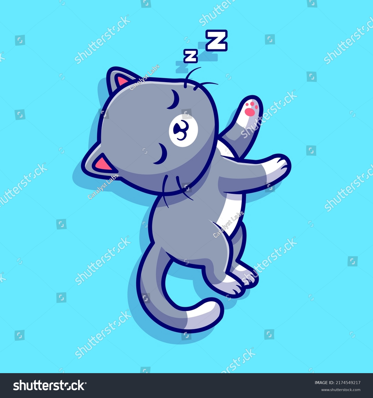 Cute Cat Sleeping Cartoon Vector Icon Stock Vector (Royalty Free ...