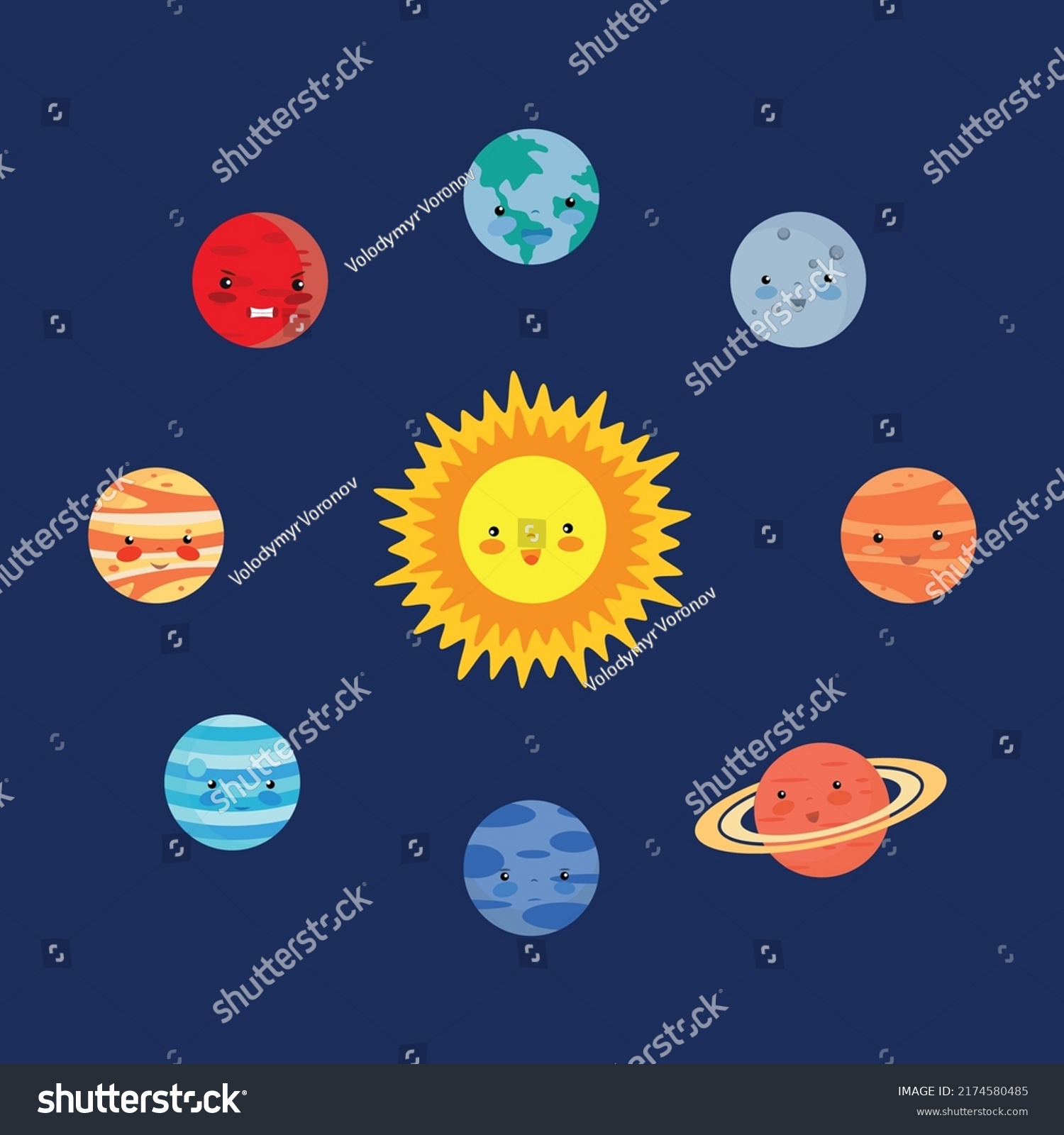 Sun Planets Solar System Stock Vector (Royalty Free) 2174580485 ...